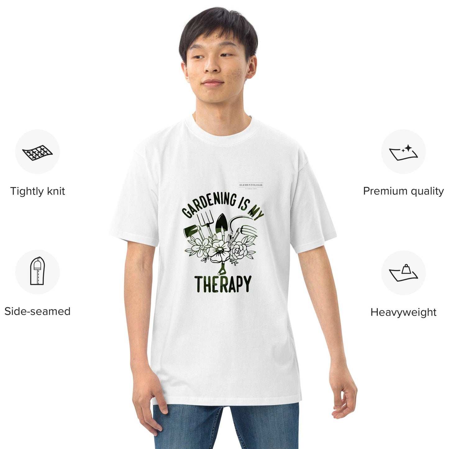 Unisex premium heavyweight tee-Gardening Is My Therapy - Elementologie