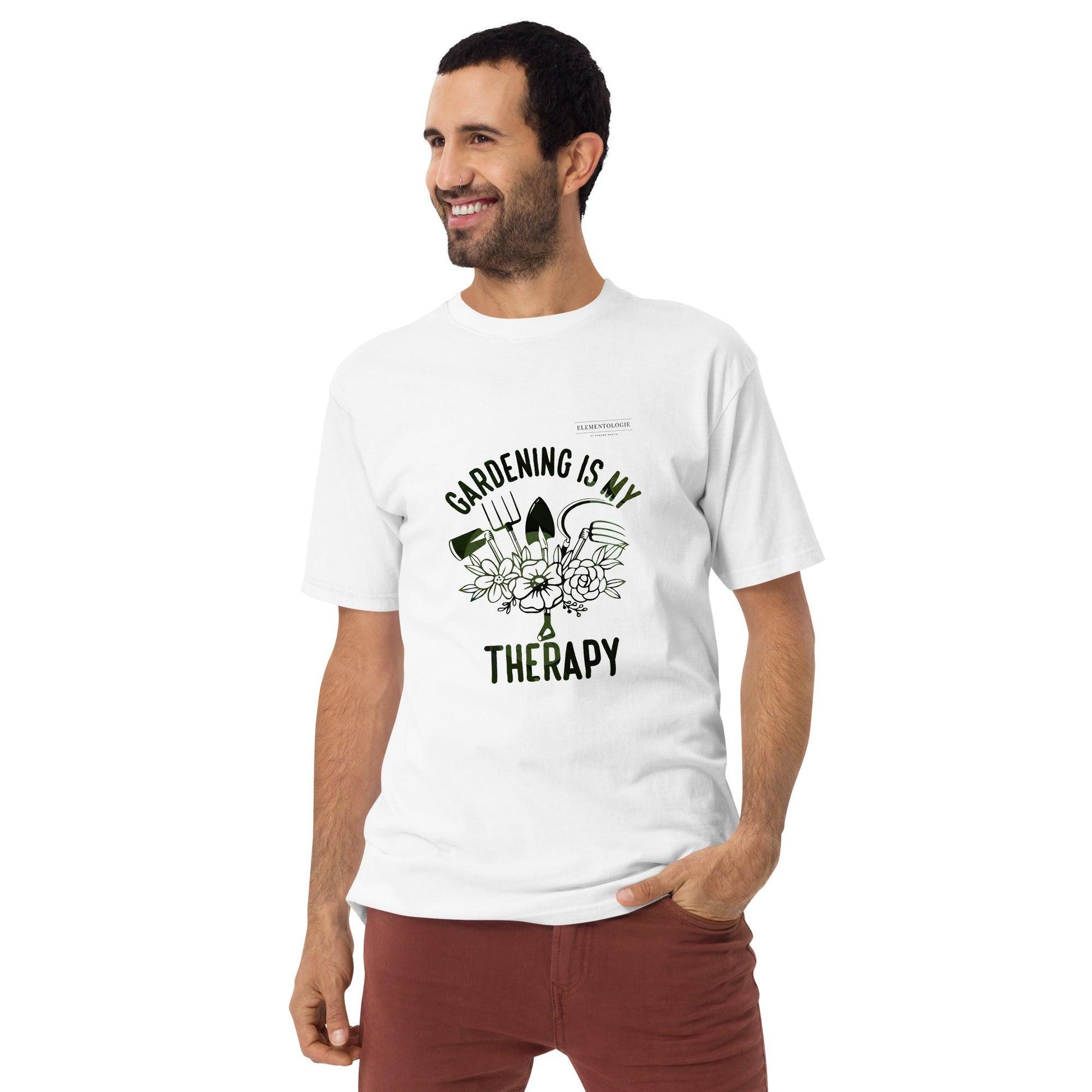 Unisex premium heavyweight tee-Gardening Is My Therapy - Elementologie