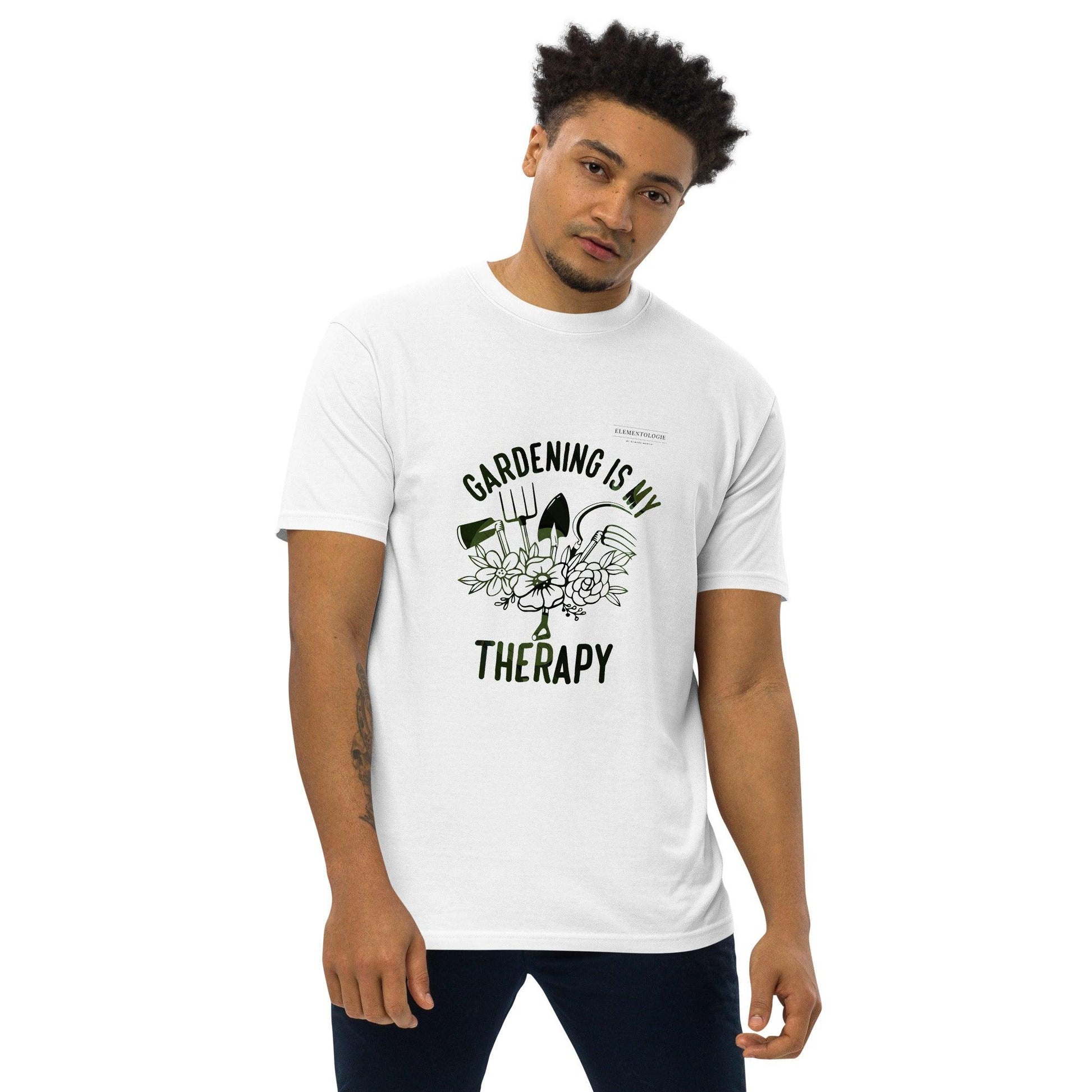 Unisex premium heavyweight tee-Gardening Is My Therapy - Elementologie