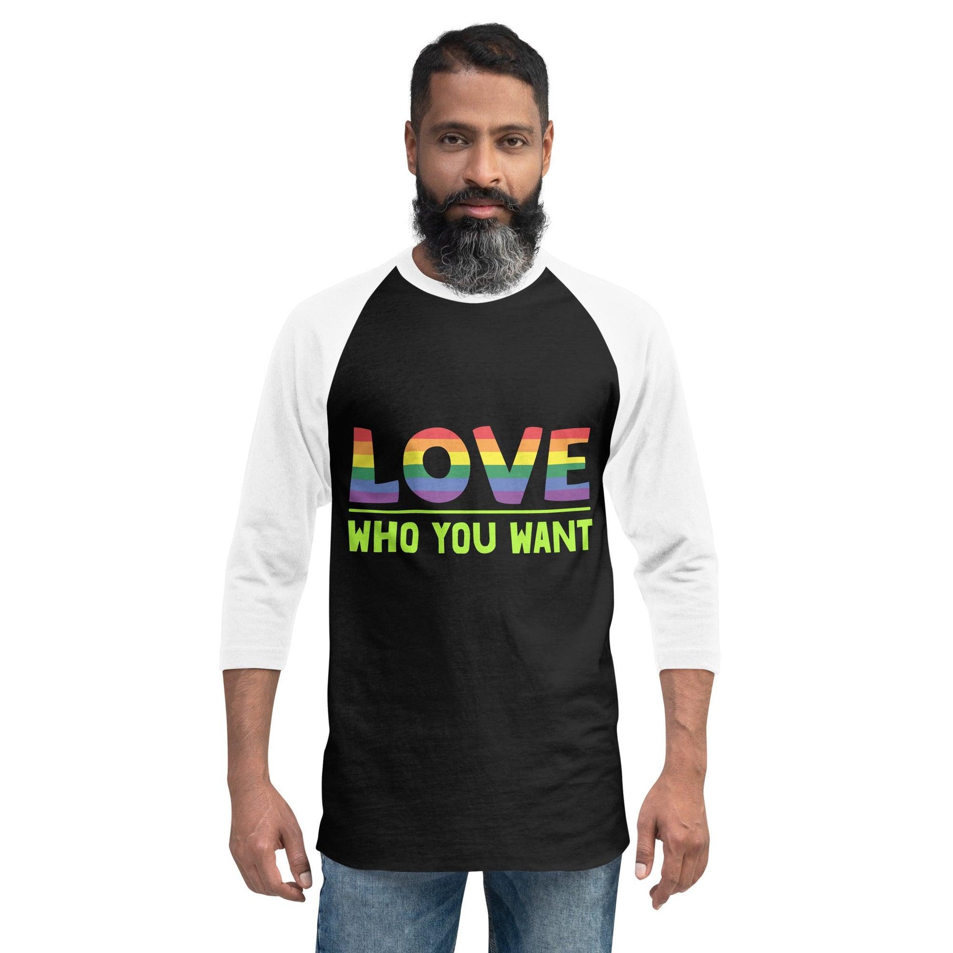 Unisex 3-4 sleeve raglan shirt-Love Who You Want - Elementologie