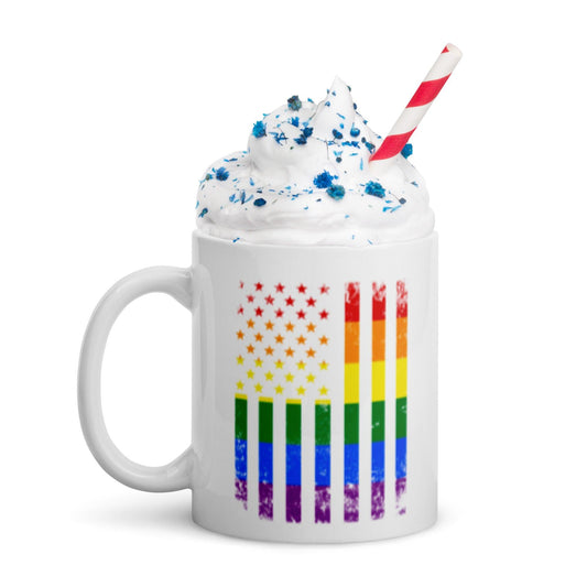 White glossy mug-Rainbow Flag - Elementologie