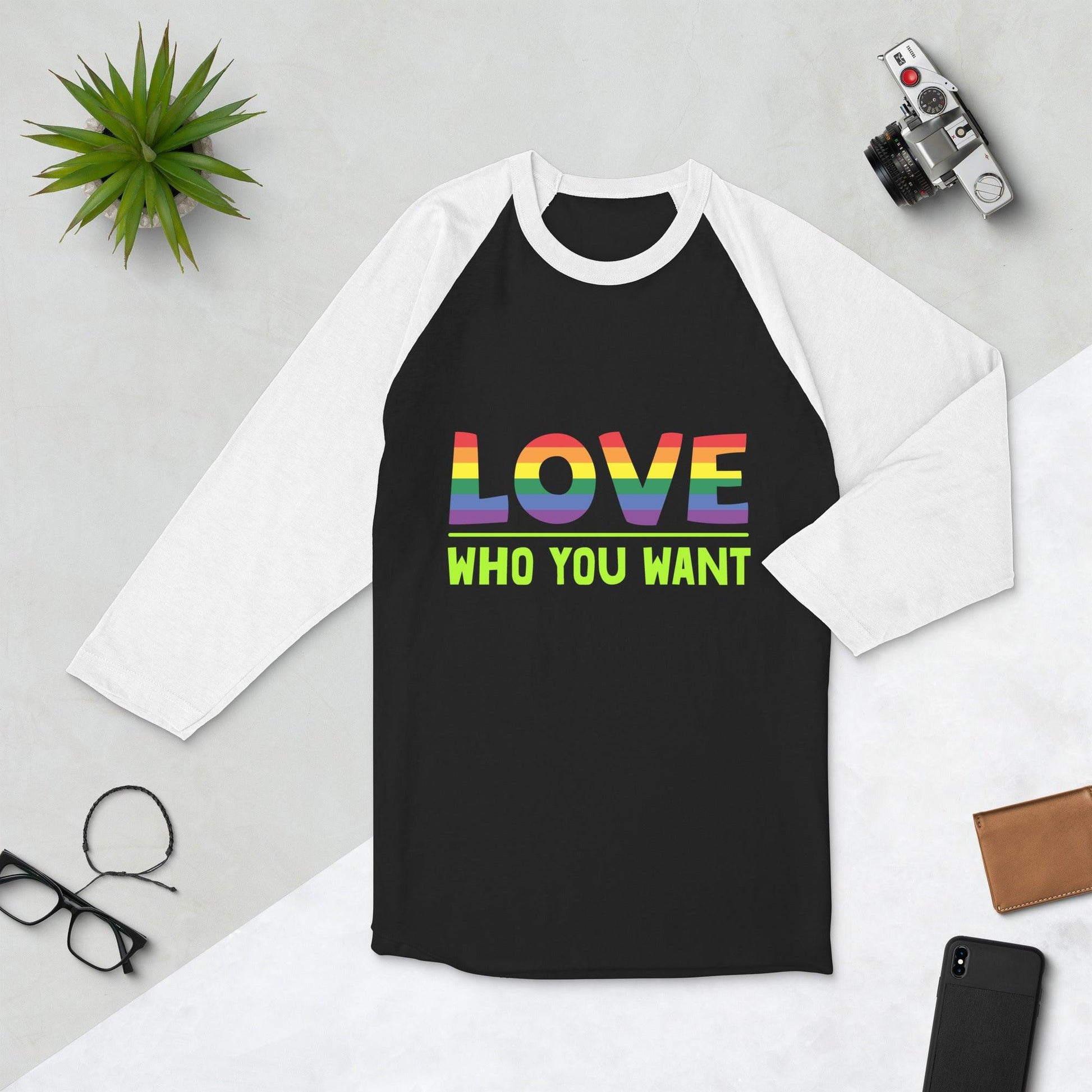 Unisex 3-4 sleeve raglan shirt-Love Who You Want - Elementologie