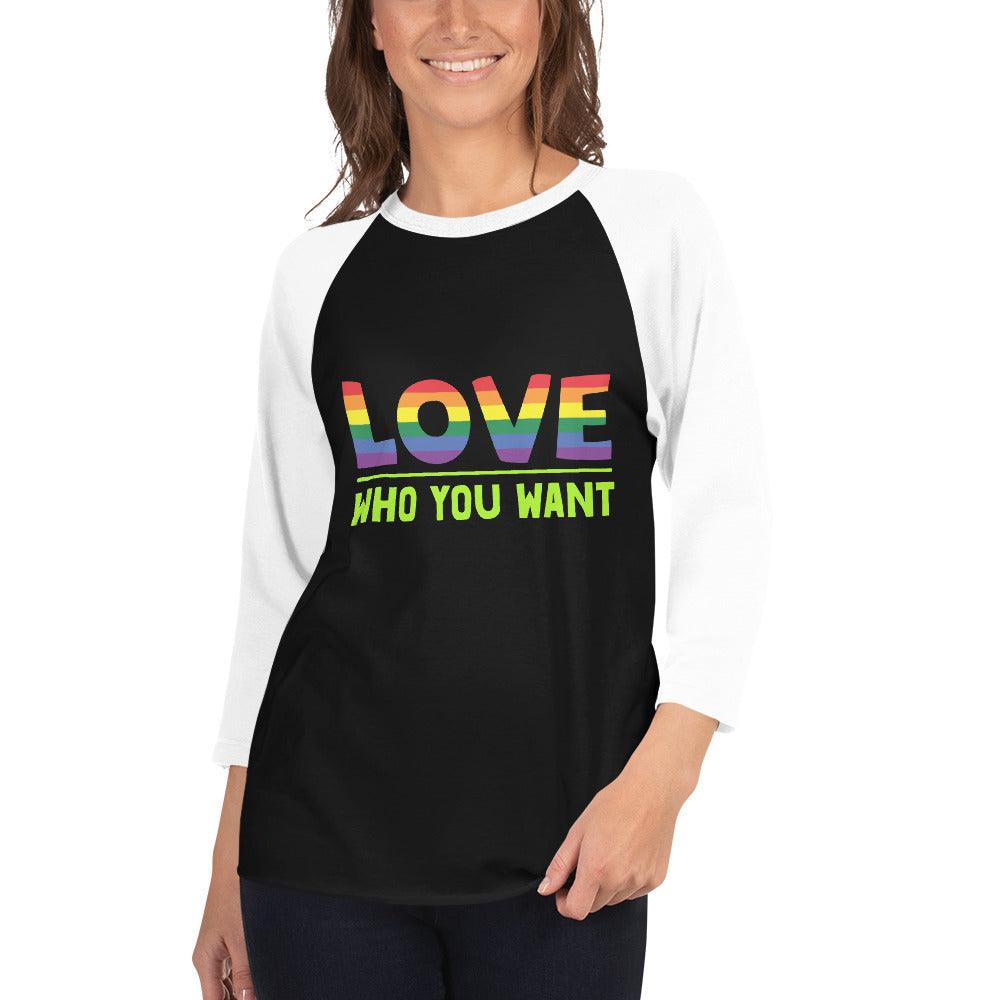 Unisex 3-4 sleeve raglan shirt-Love Who You Want - Elementologie