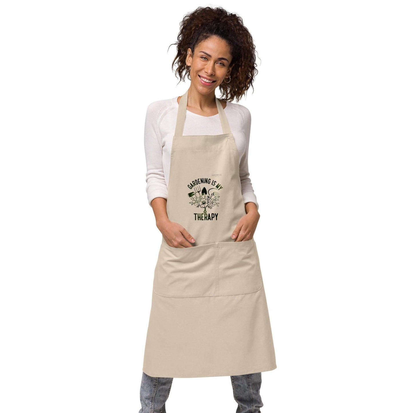 Organic cotton apron-Gardening Is My Therapy - Elementologie