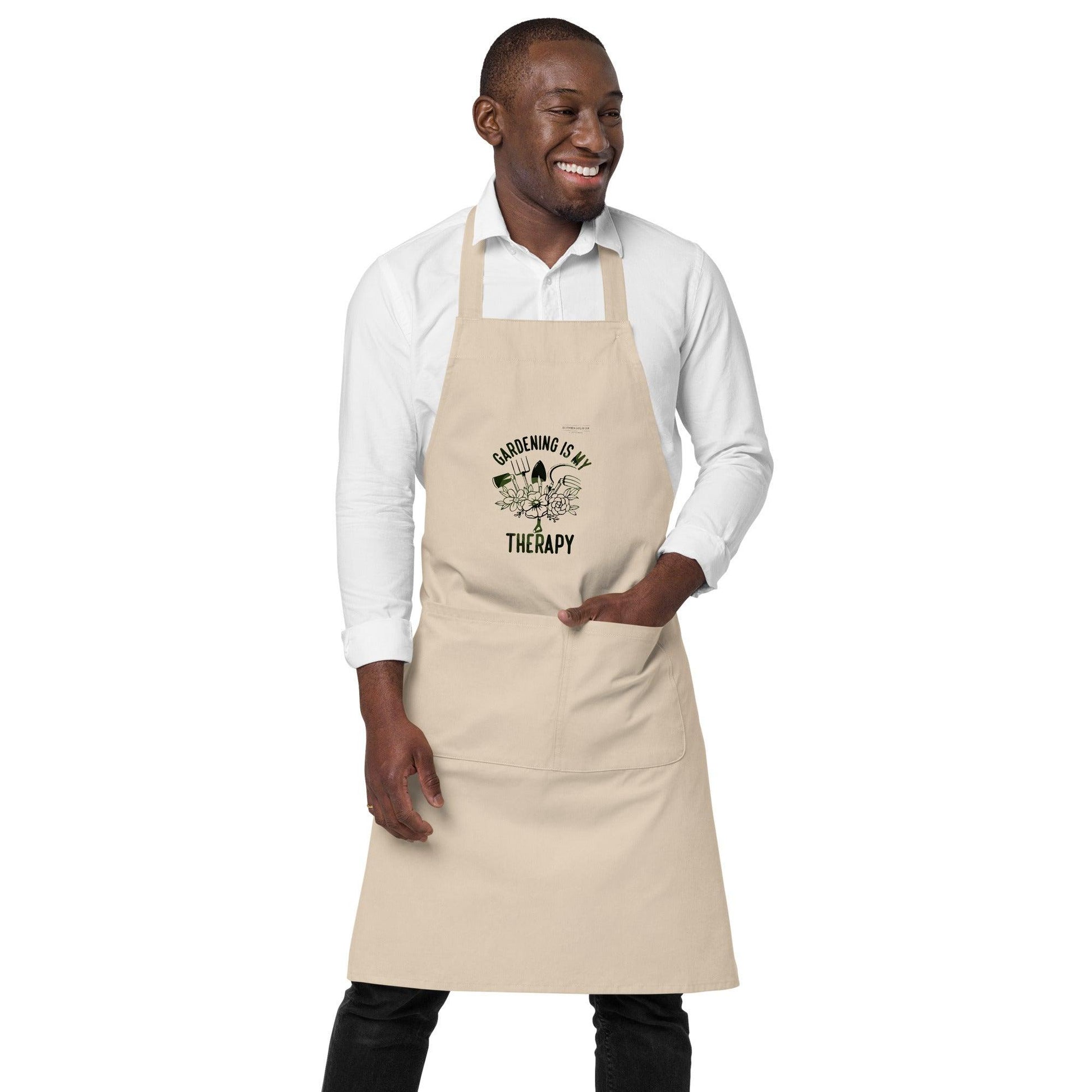 Organic cotton apron-Gardening Is My Therapy - Elementologie