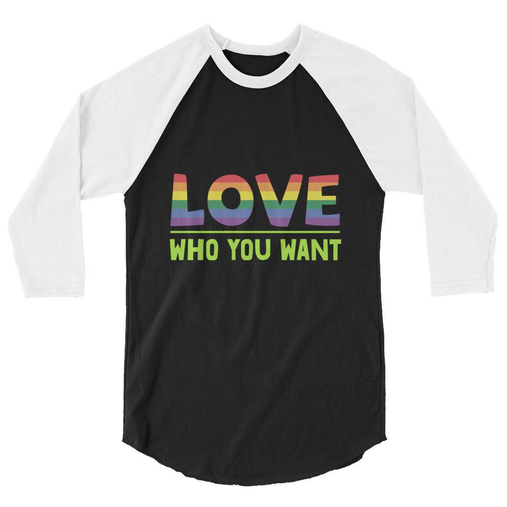 Unisex 3-4 sleeve raglan shirt-Love Who You Want - Elementologie