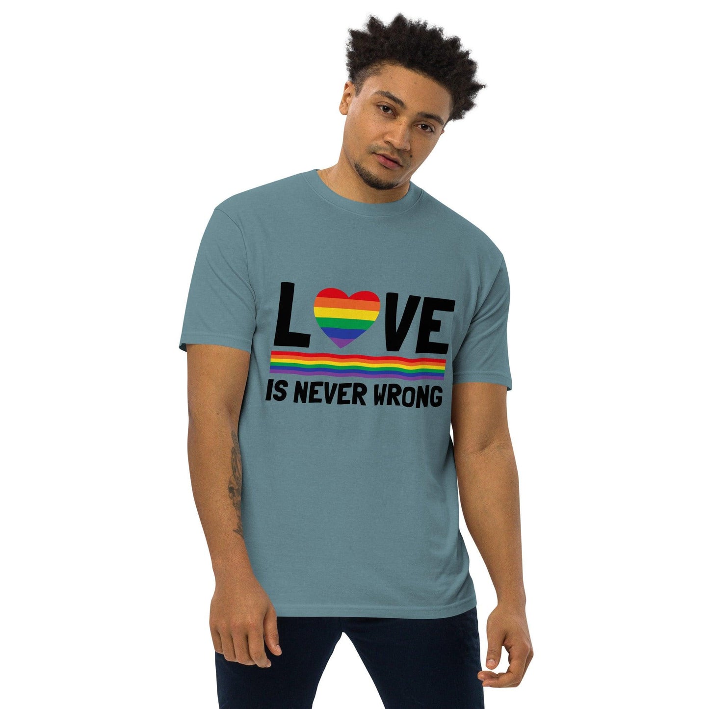 Unisex premium heavyweight tee-Love Is Never Wrong - Elementologie