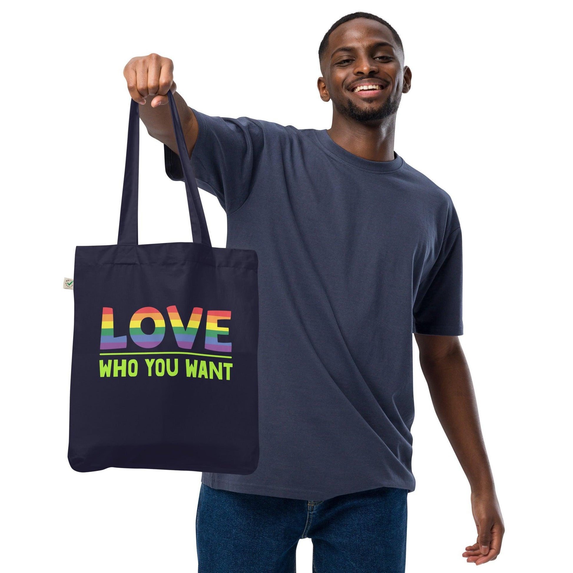 Organic fashion tote bag-Love Who You Want - Elementologie