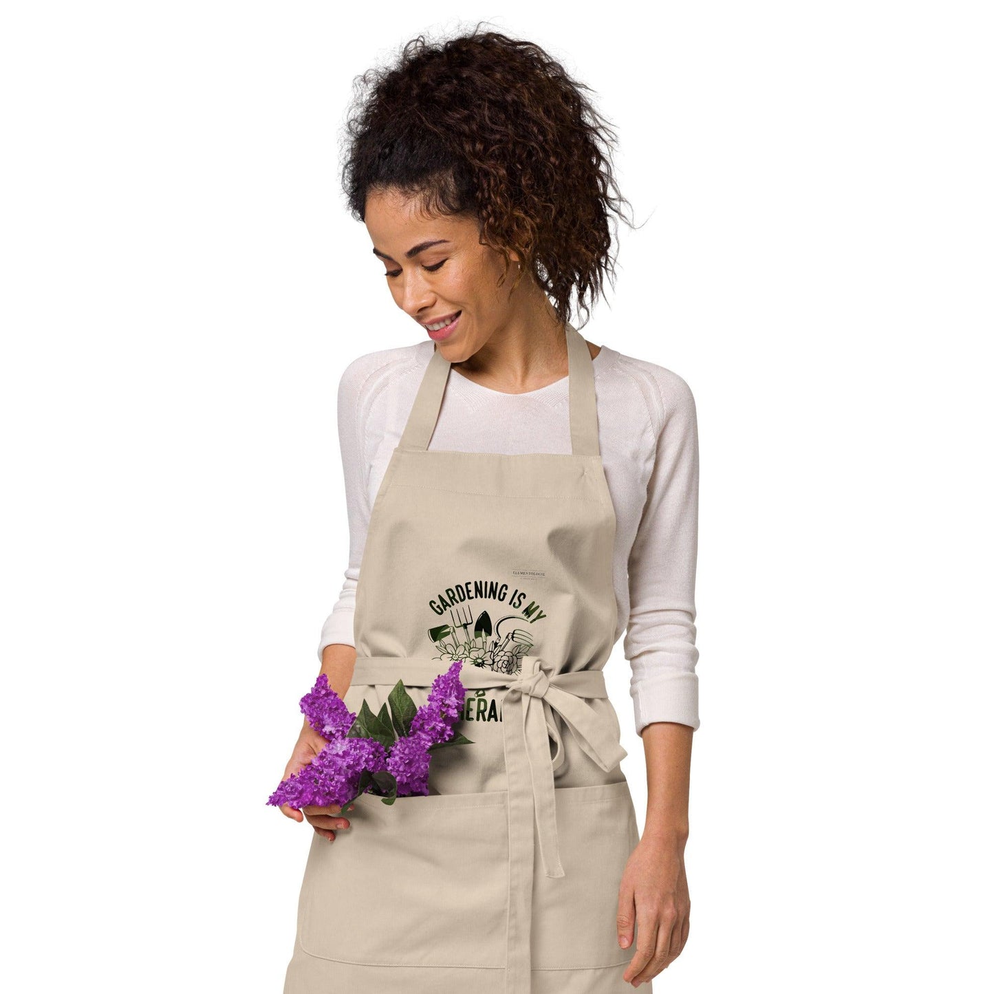 Organic cotton apron-Gardening Is My Therapy - Elementologie