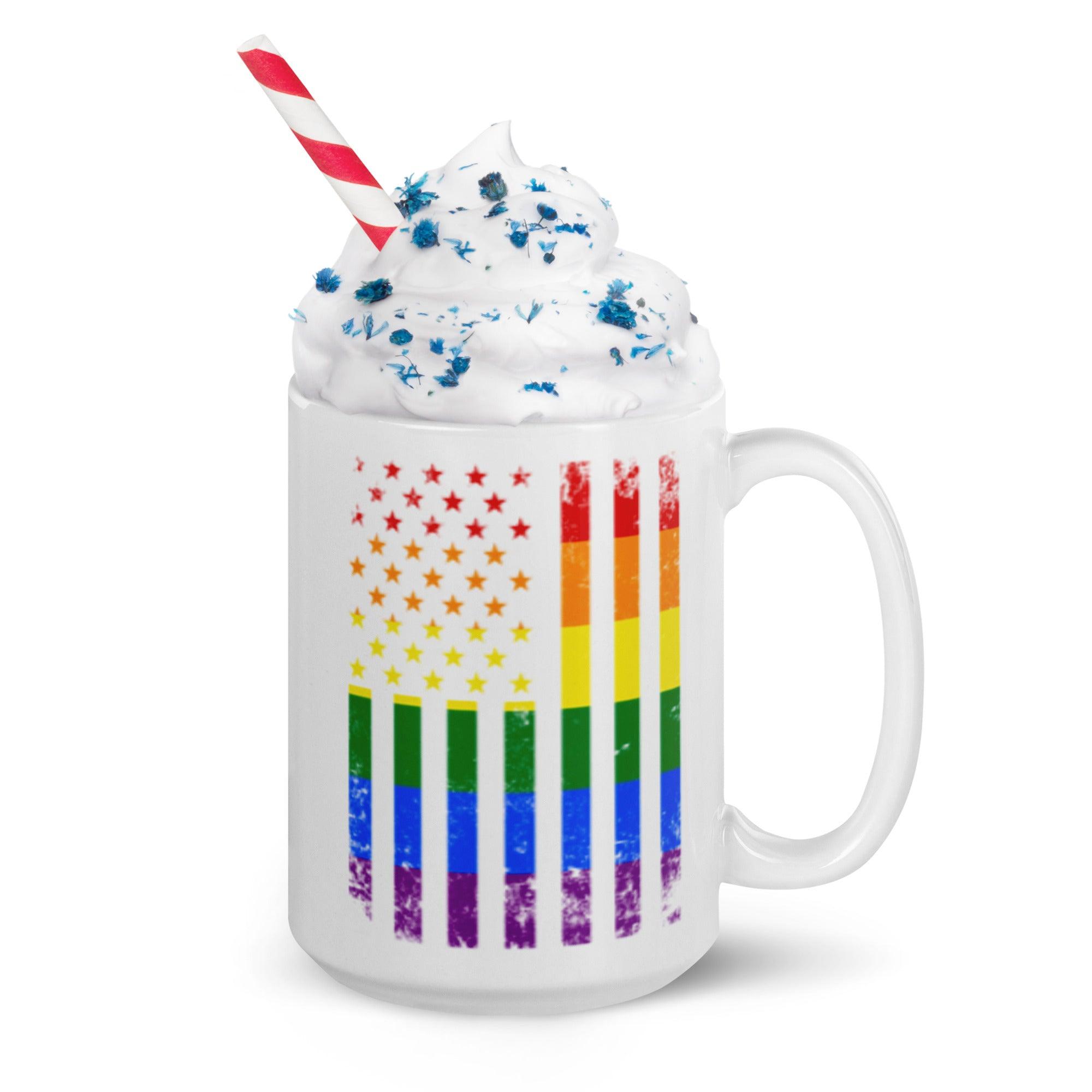White glossy mug-Rainbow Flag - Elementologie
