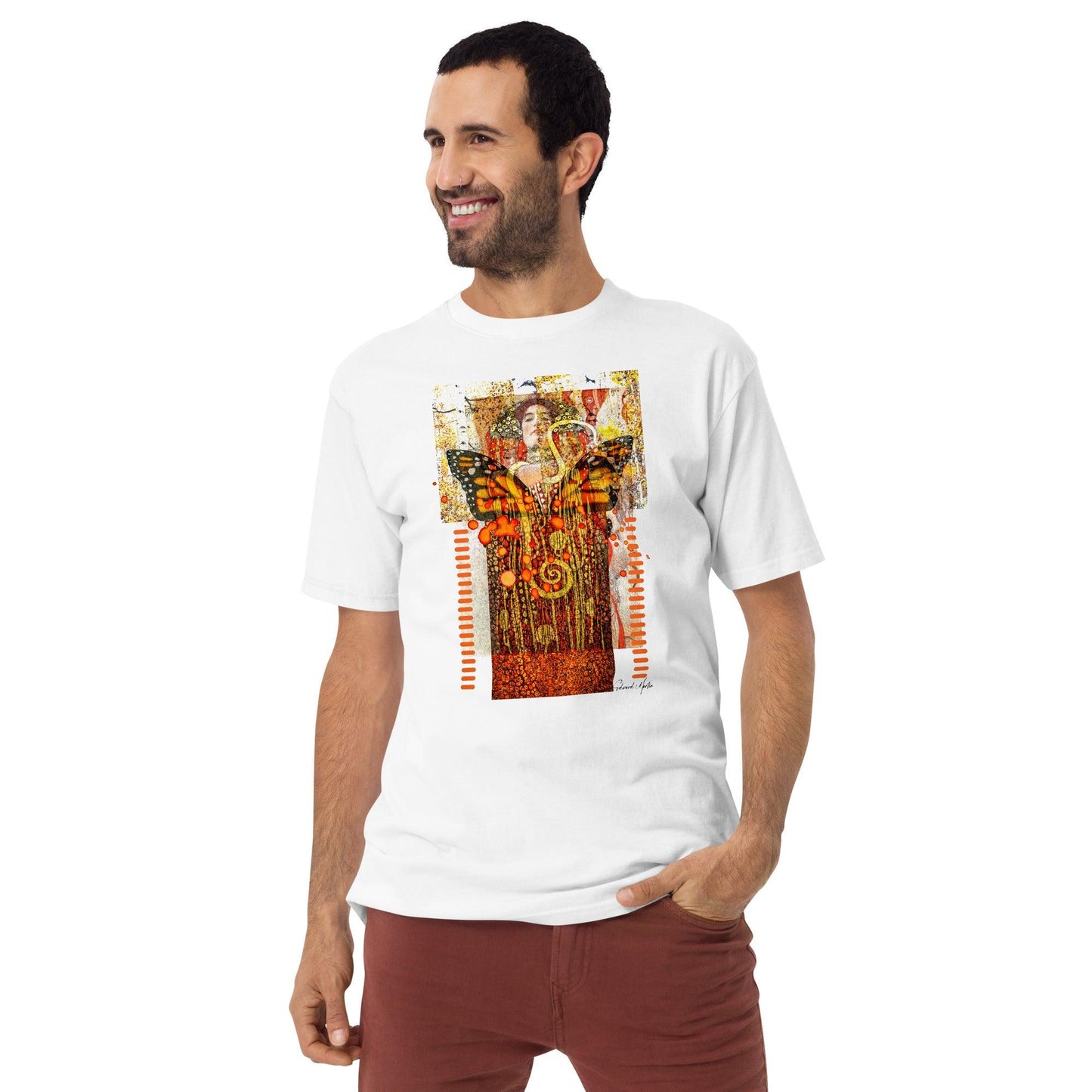 Unisex premium heavyweight tee-Goddess Rising by Edward Martin - Elementologie