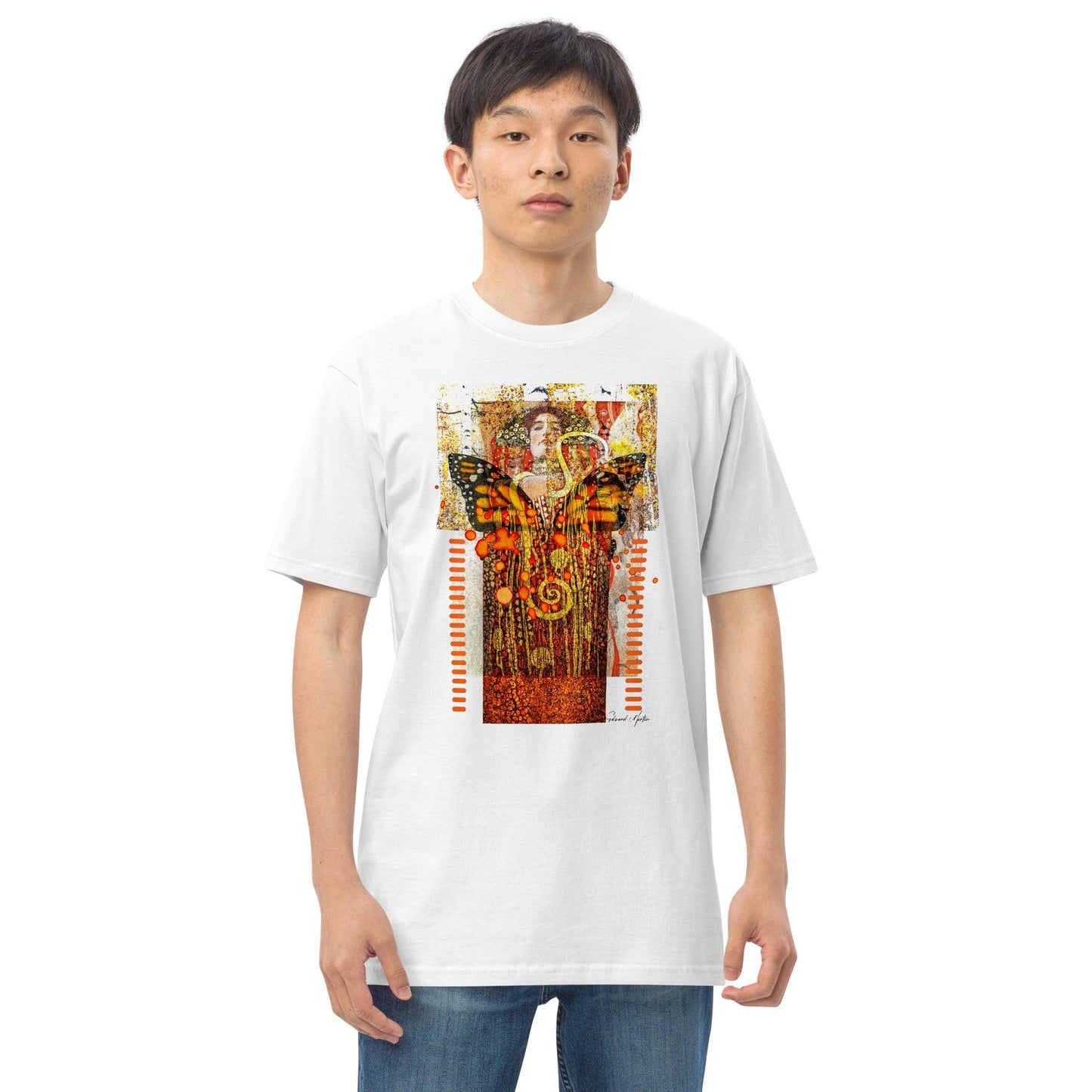 Unisex premium heavyweight tee-Goddess Rising by Edward Martin - Elementologie