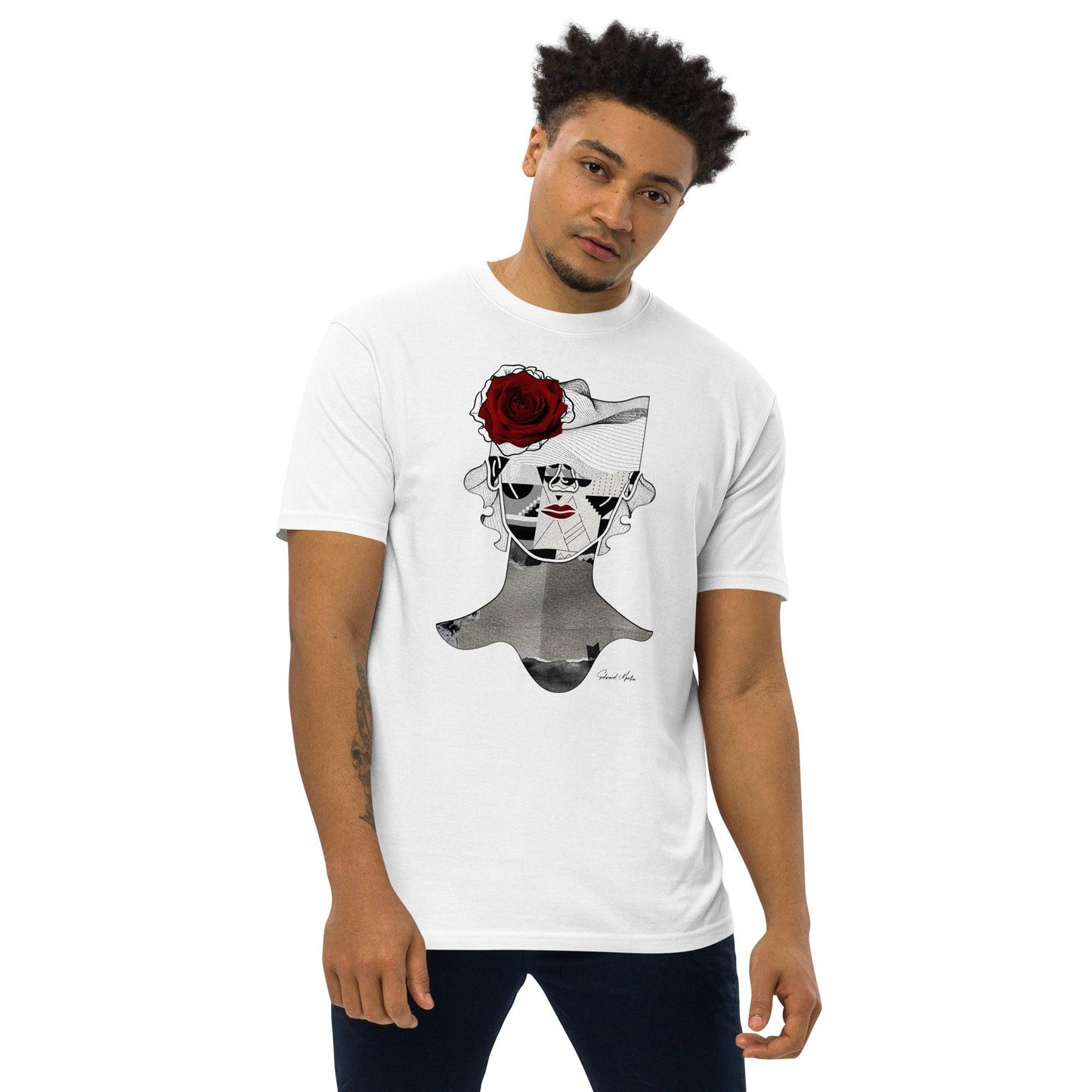 Unisex premium heavyweight tee-La Rosa by Edward Martin - Elementologie