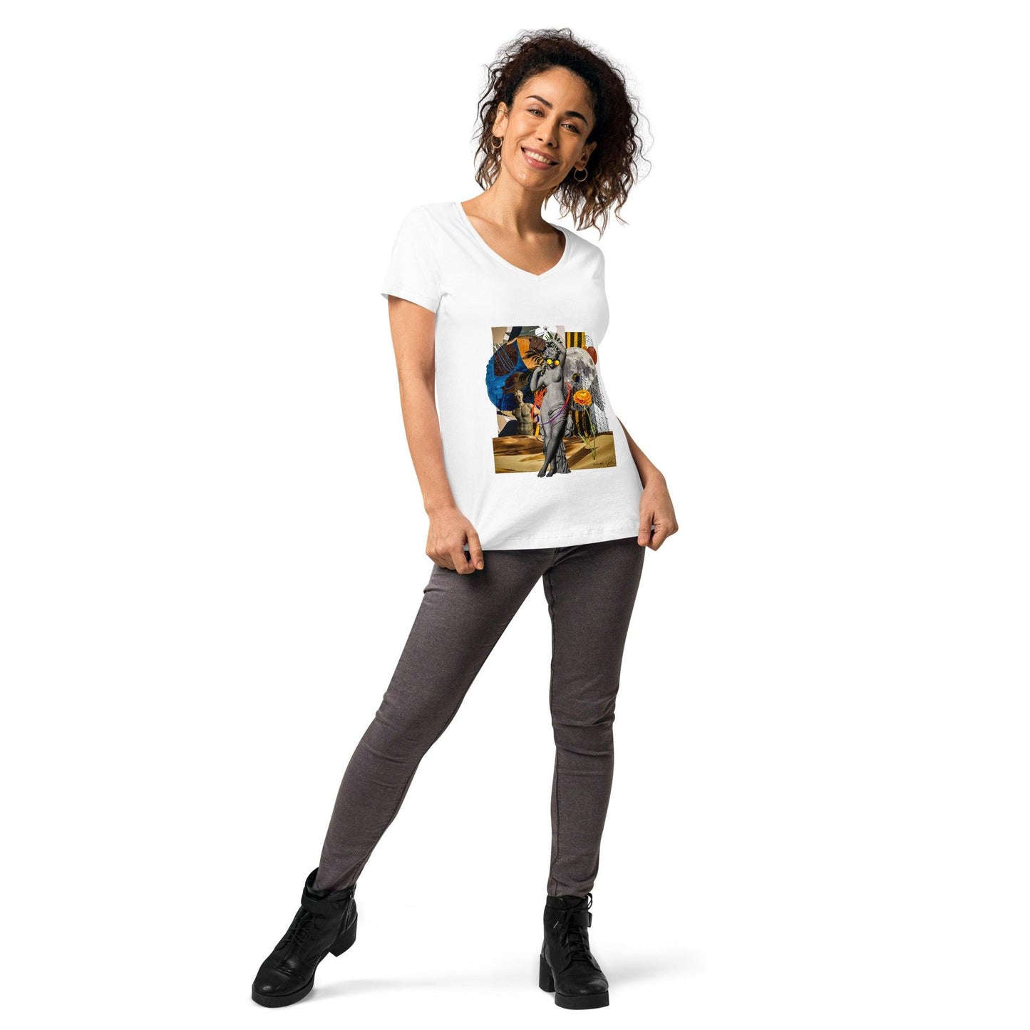 Women’s fitted v-neck t-shirt - Elementologie