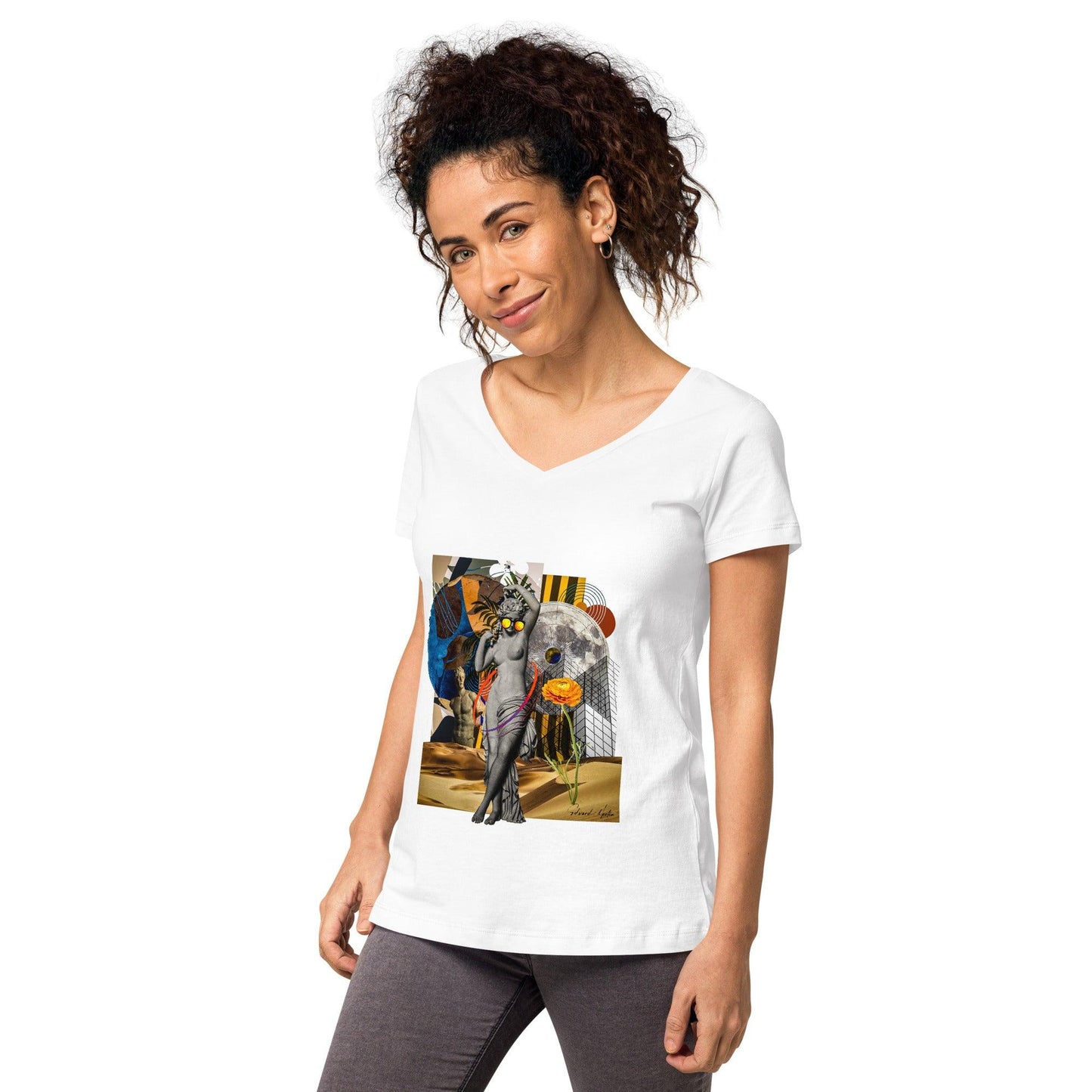 Women’s fitted v-neck t-shirt - Elementologie