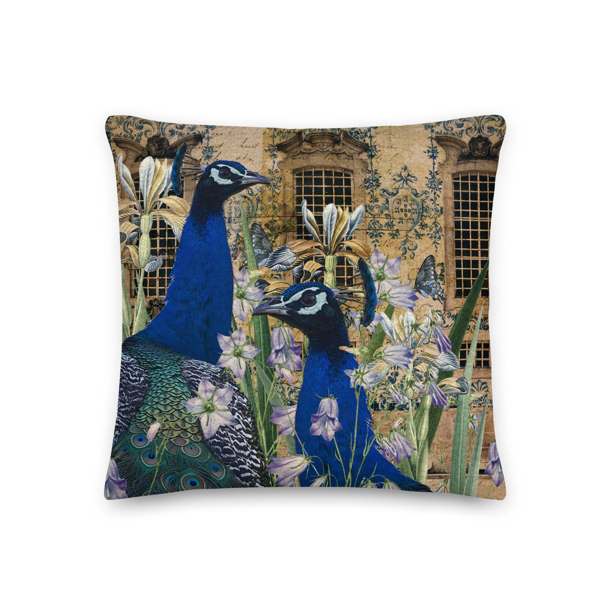 Premium Pillow-Peacock Garden by Edward Martin - Elementologie