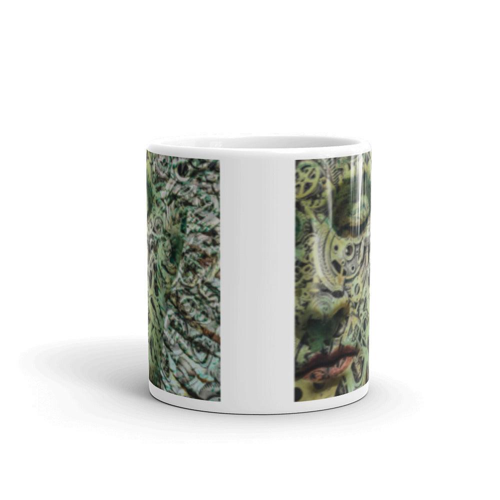White glossy mug-Abstract Collage No. 222 by Edward Martin - Elementologie