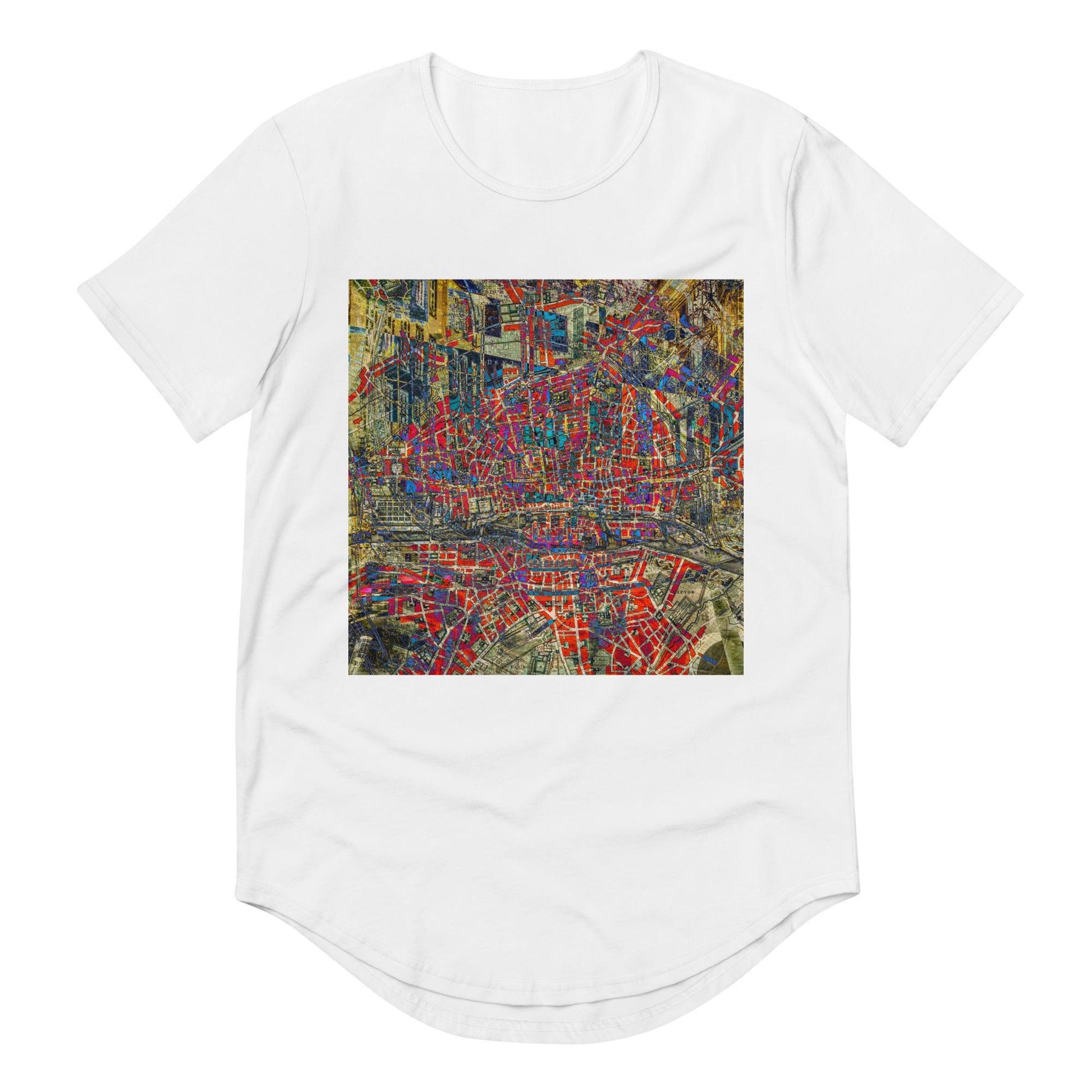 Men's Curved Hem T-Shirt-Abstract Collage No.120 by Edward Martin - Elementologie