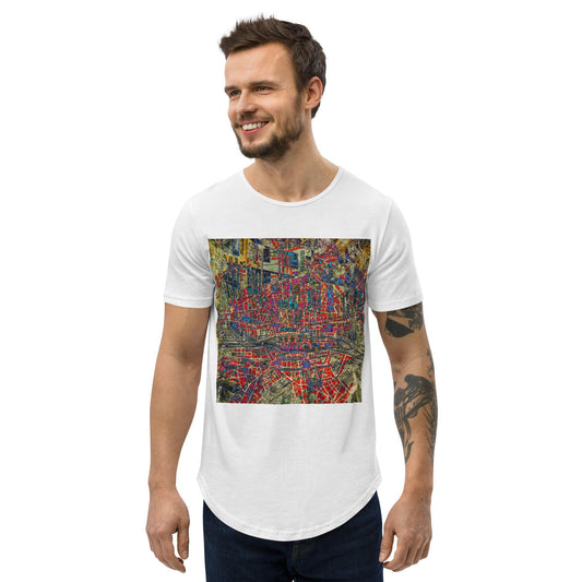 Men's Curved Hem T-Shirt-Abstract Collage No.120 by Edward Martin - Elementologie