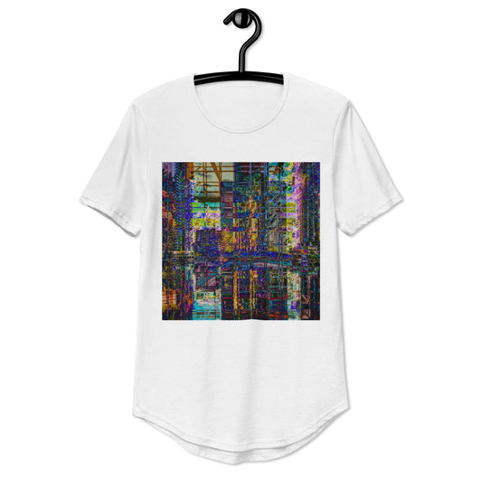 Men's Curved Hem T-Shirt-Abstract Collage No.340 by Edward Martin - Elementologie