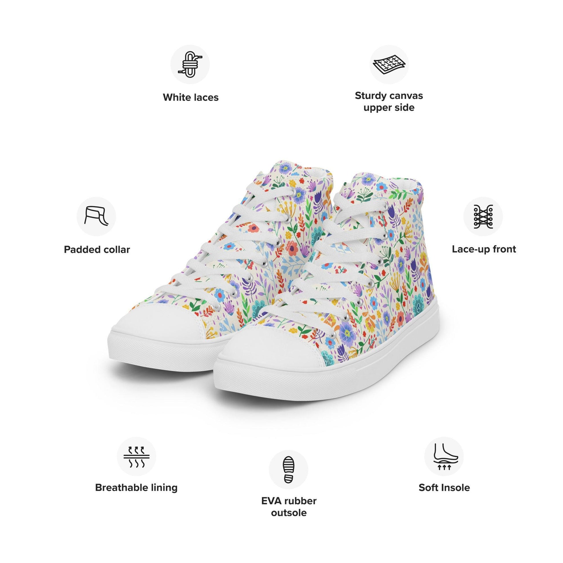 Women’s high top canvas shoes-Field of Flowers - Elementologie