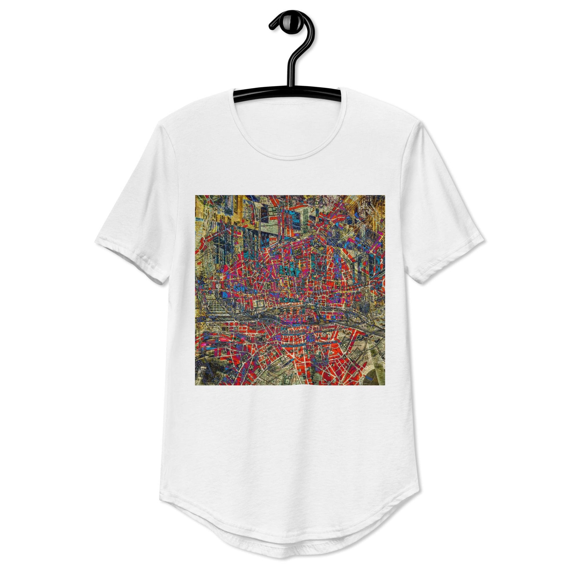 Men's Curved Hem T-Shirt-Abstract Collage No.120 by Edward Martin - Elementologie