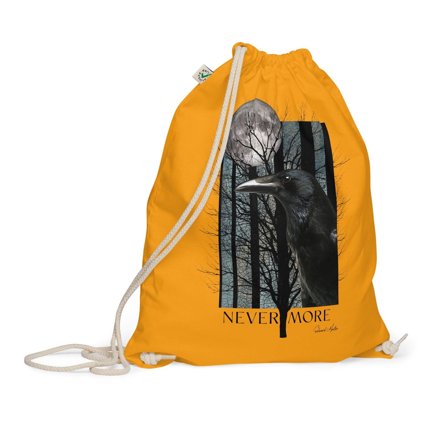 Organic cotton drawstring bag-Never More by Edward Martin - Elementologie