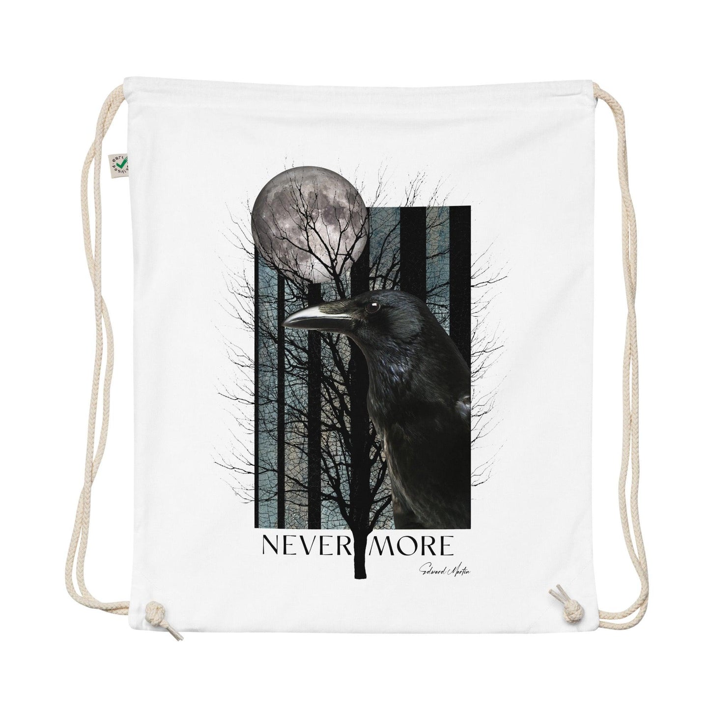 Organic cotton drawstring bag-Never More by Edward Martin - Elementologie