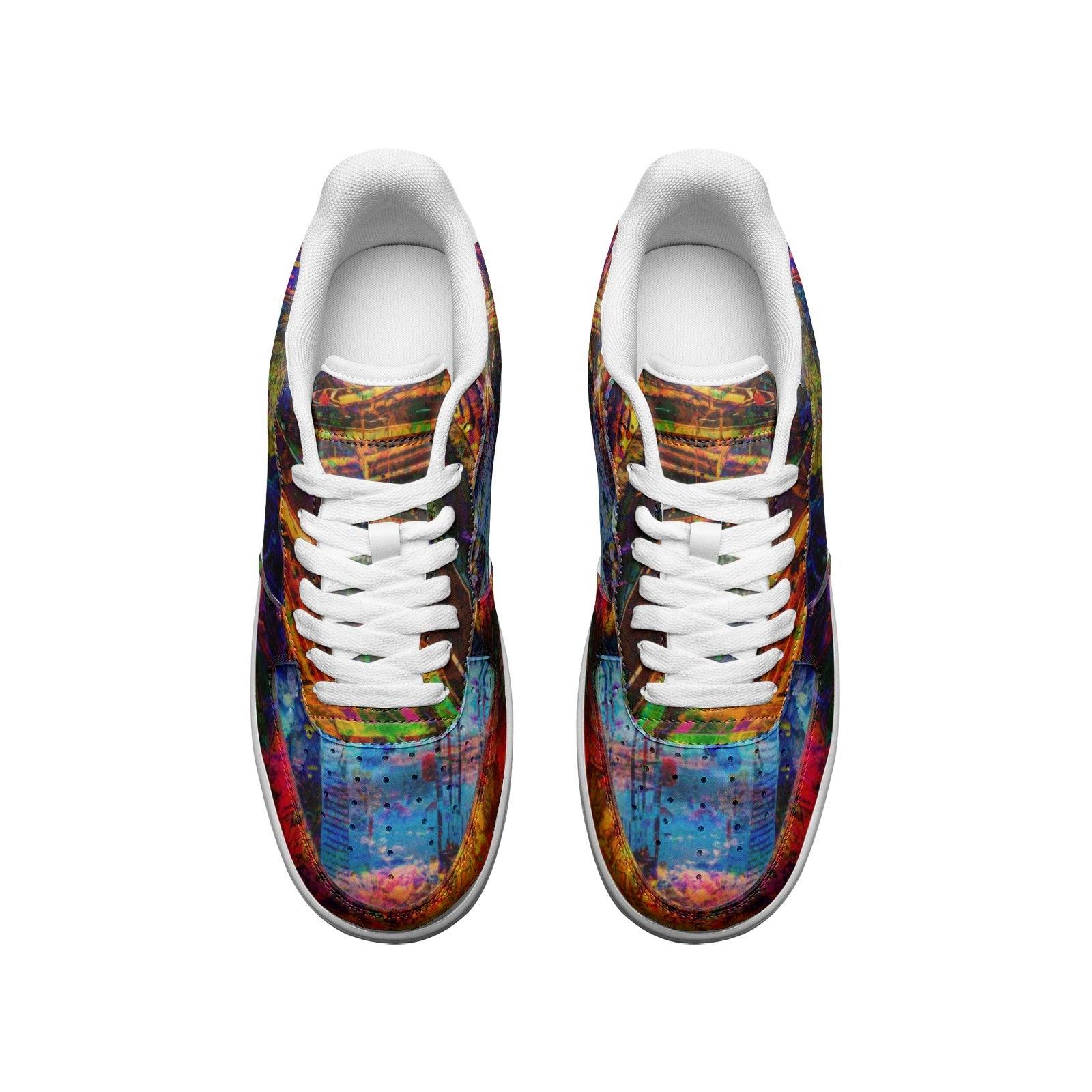 Unisex Low Top Leather Sneakers-Abstract No.22 - Elementologie