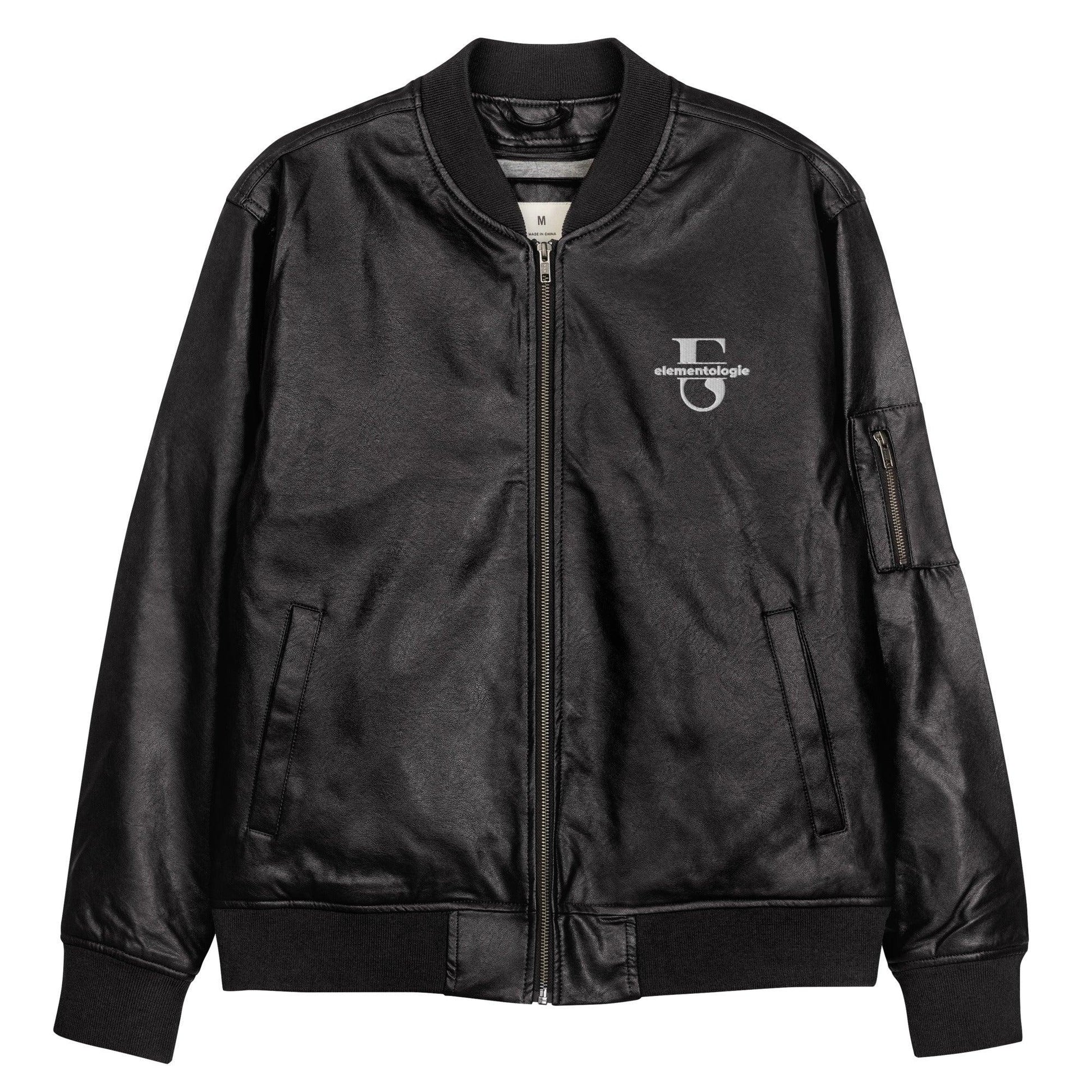 Leather Bomber Jacket-Elementologie Monogram - Elementologie