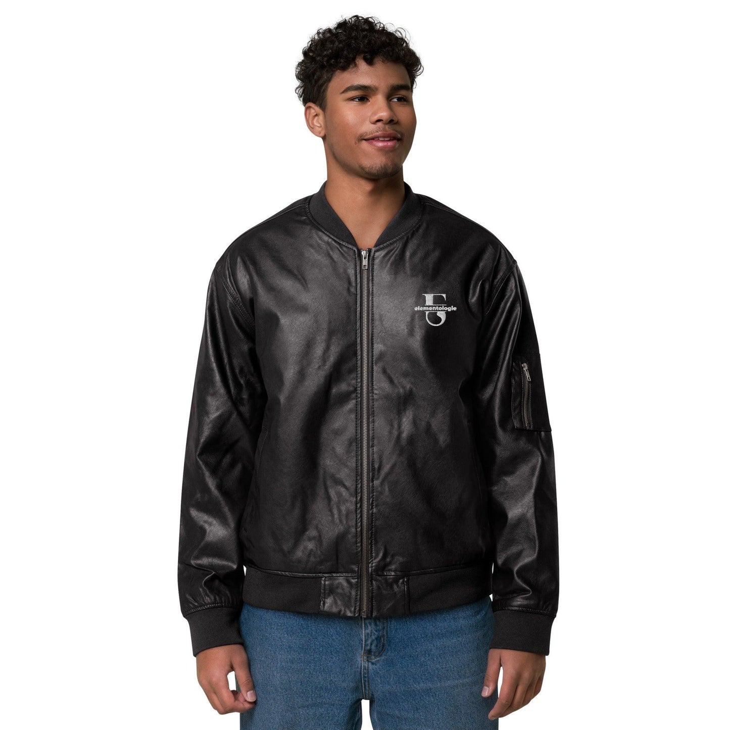 Leather Bomber Jacket-Elementologie Monogram - Elementologie