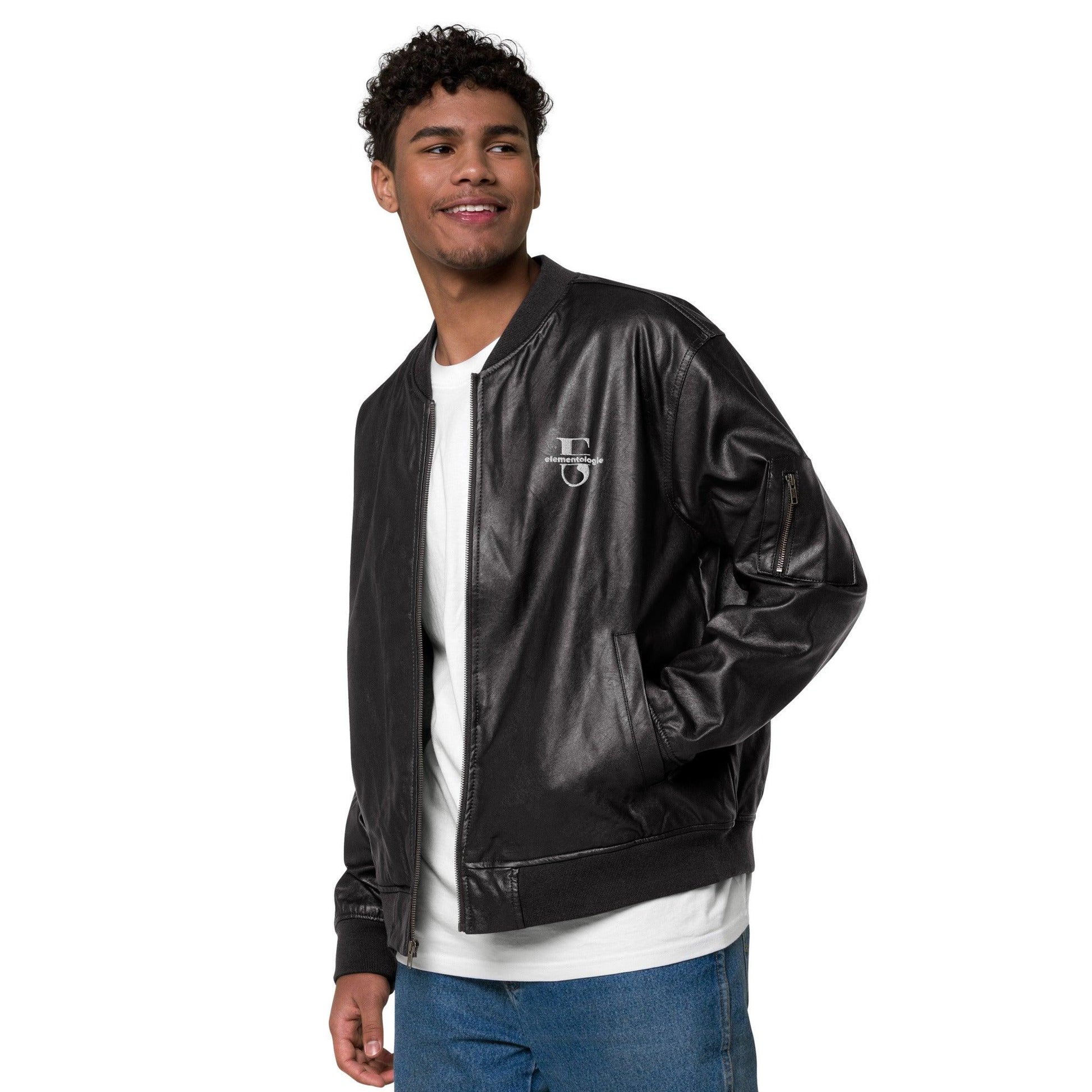 Leather Bomber Jacket-Elementologie Monogram - Elementologie