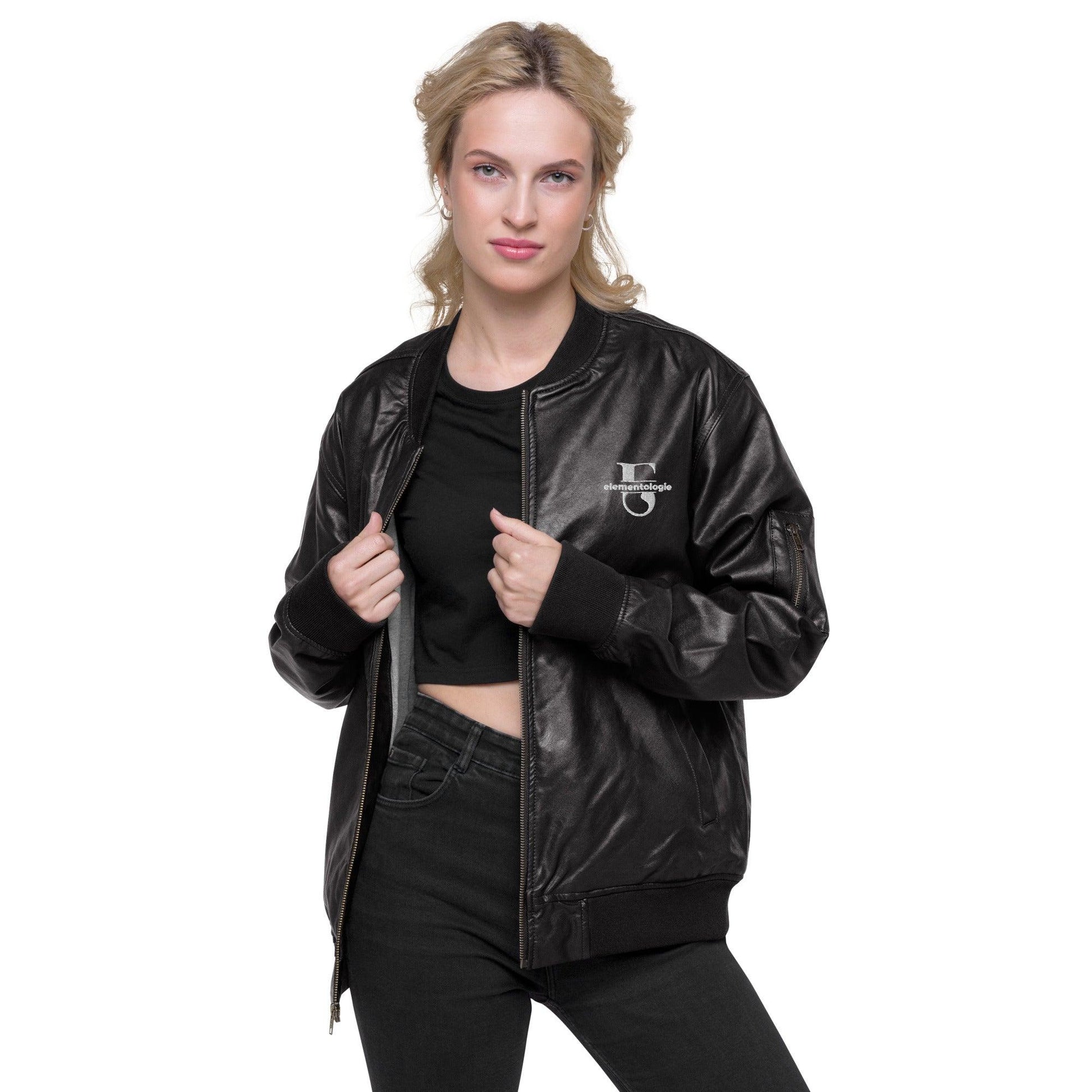 Leather Bomber Jacket-Elementologie Monogram - Elementologie