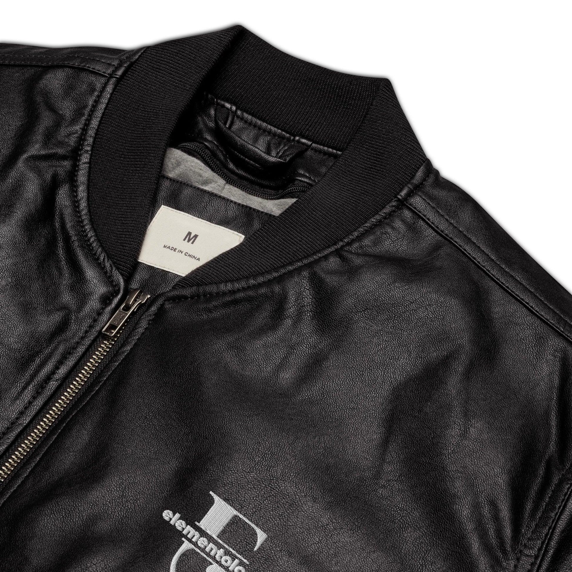 Leather Bomber Jacket-Elementologie Monogram - Elementologie