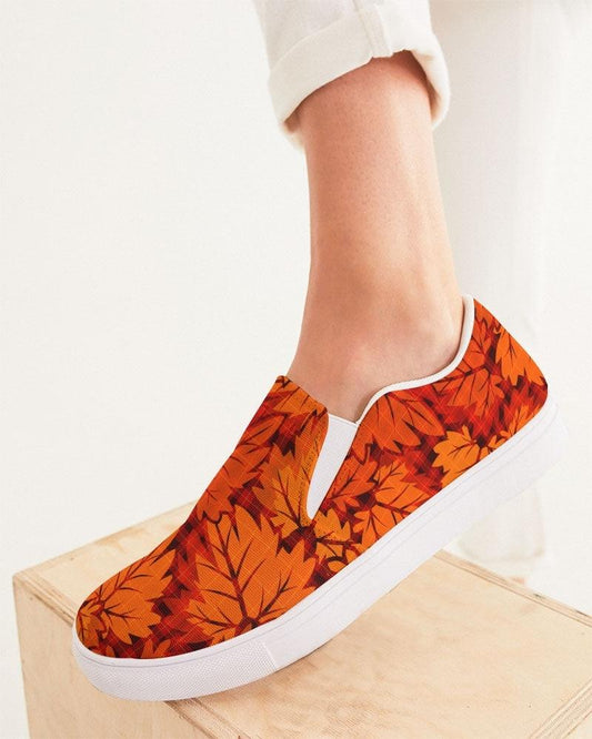 Women's Slip-On Canvas Shoe-Fall Leaves - Elementologie