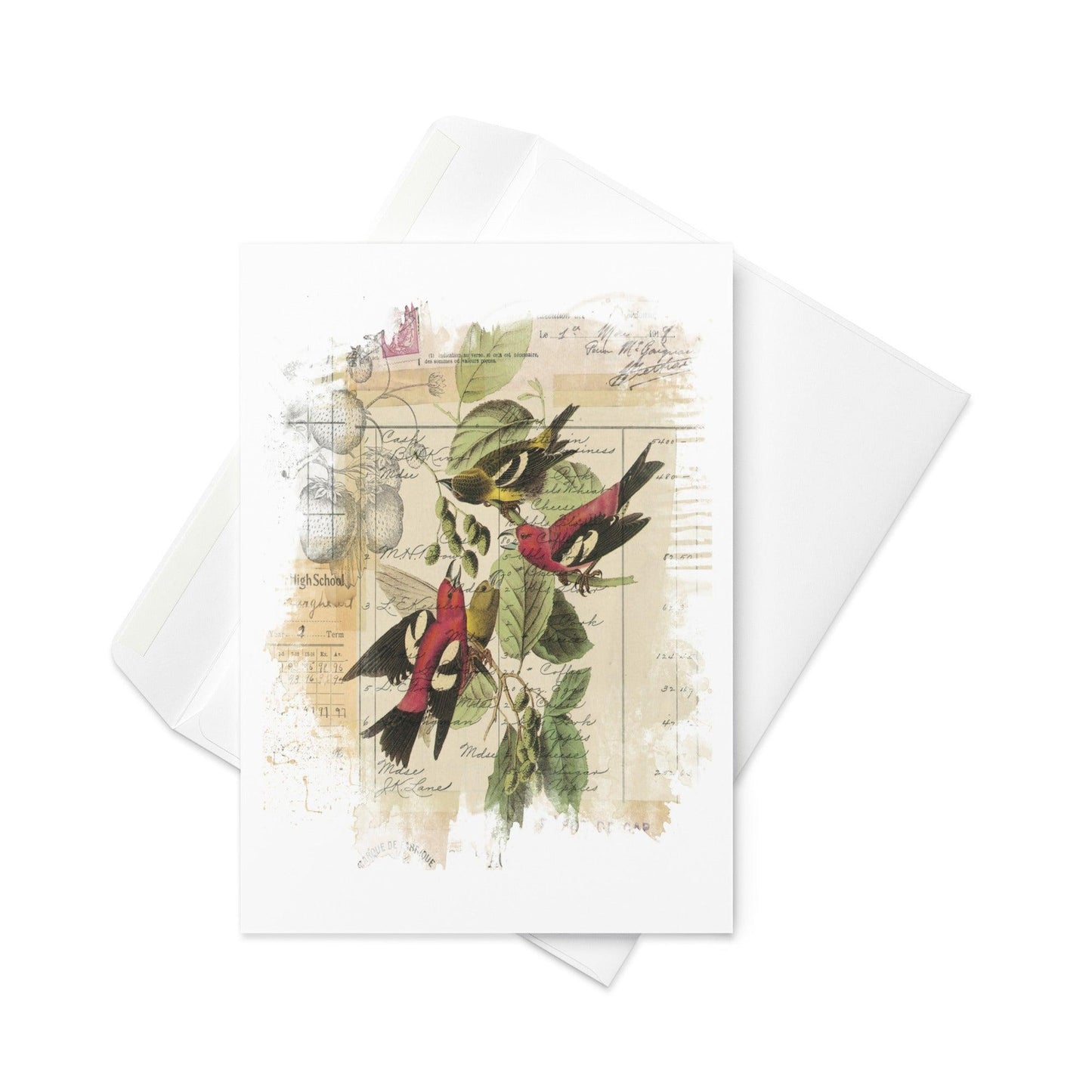 Blank Note Card-Vintage Birds - Elementologie