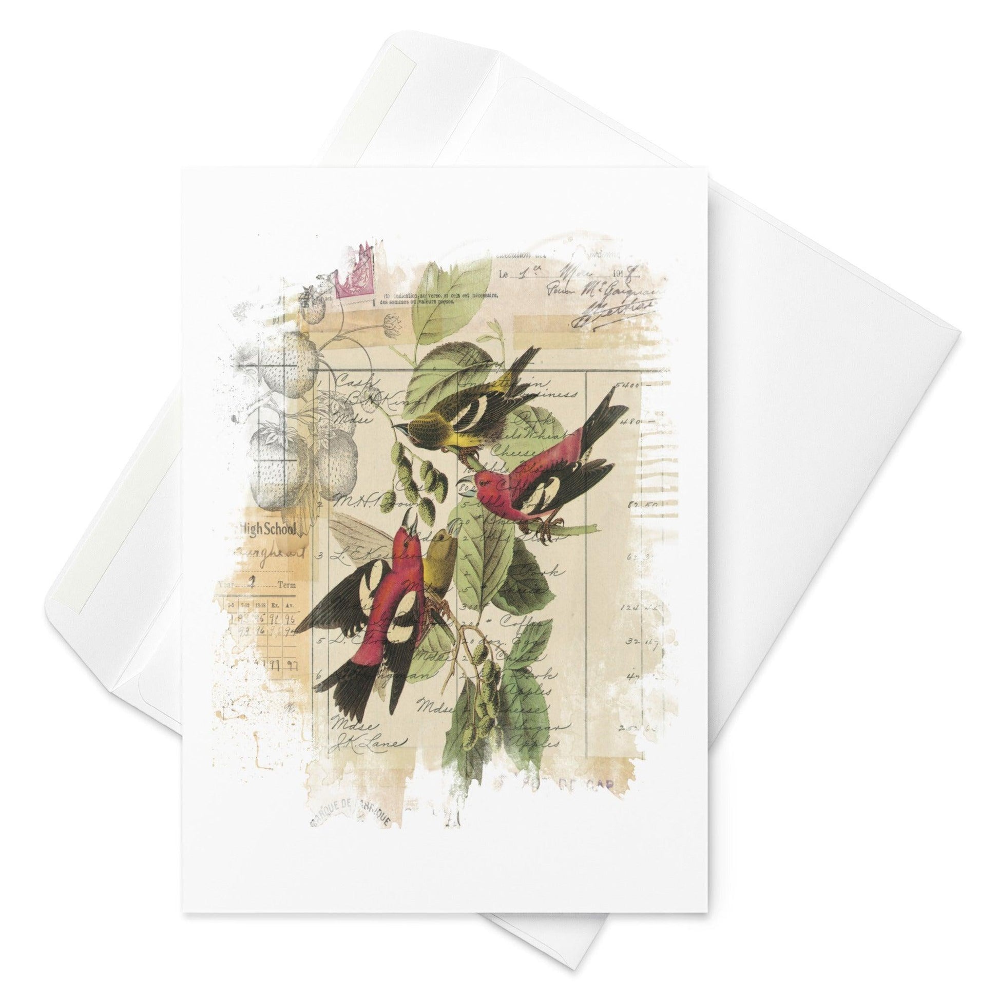 Blank Note Card-Vintage Birds - Elementologie