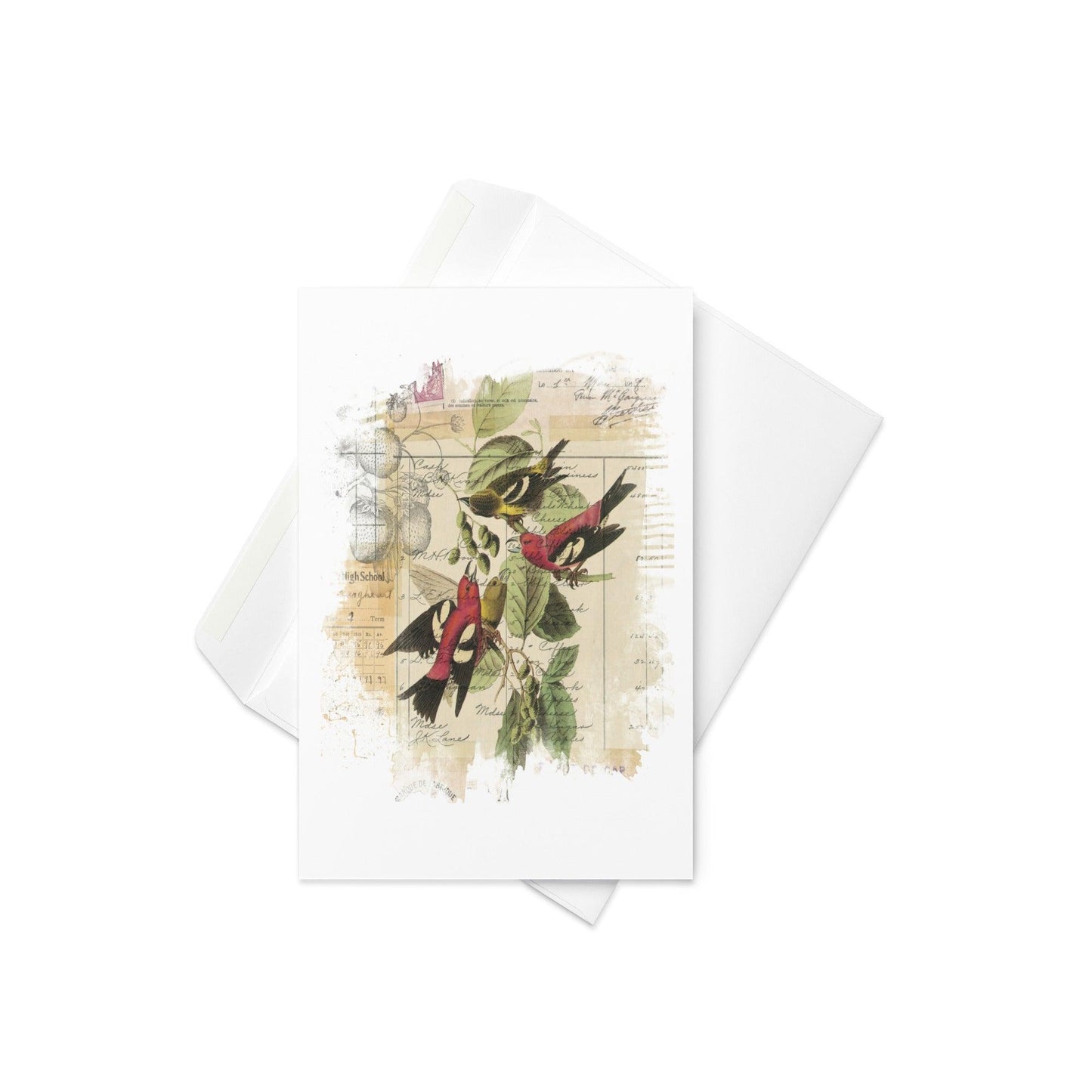 Blank Note Card-Vintage Birds - Elementologie