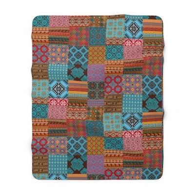 Sherpa Fleece Blanket-Tribal Patchwork - Elementologie