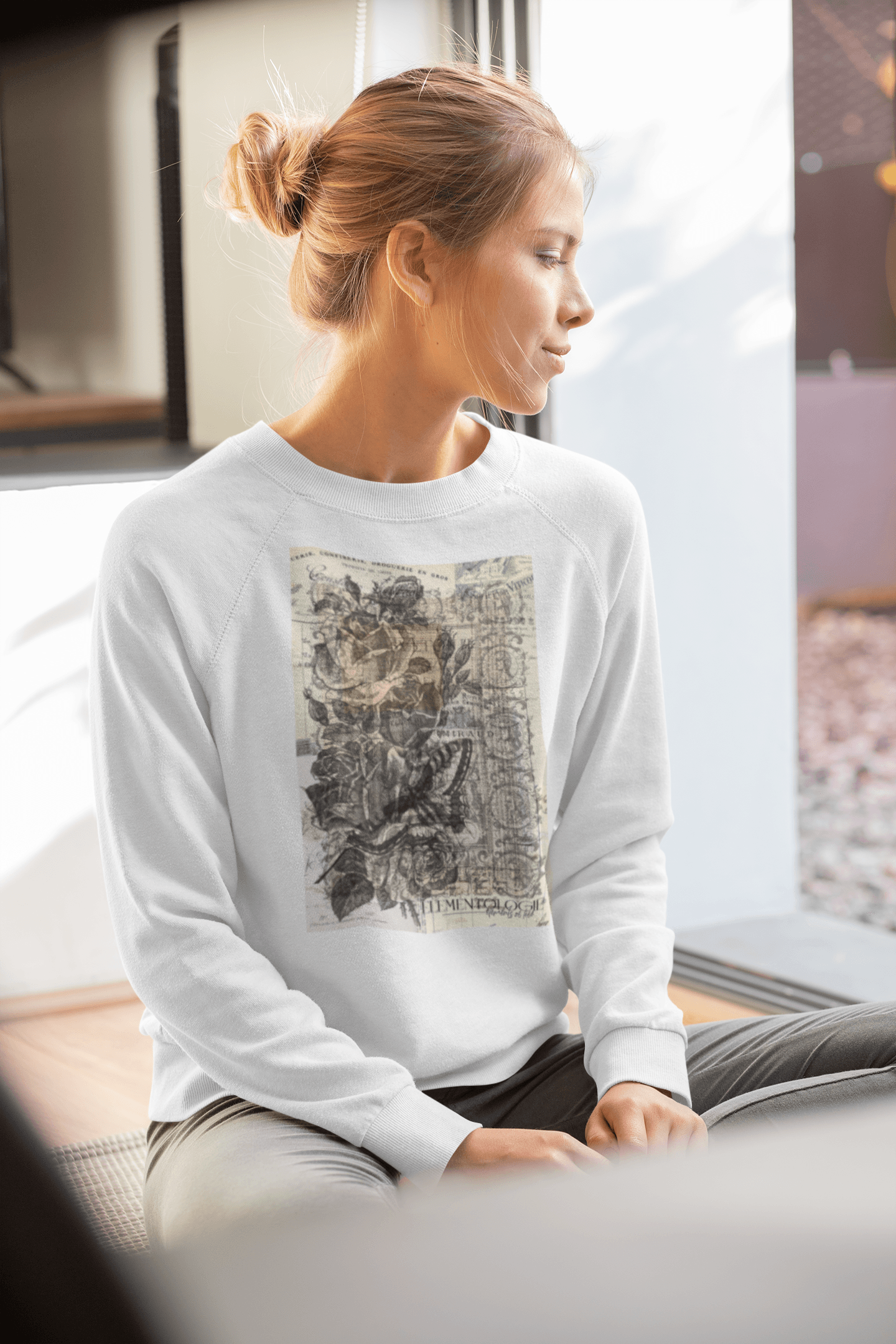 Unisex Premium Sweatshirt-Vintage Rose Collage - Elementologie