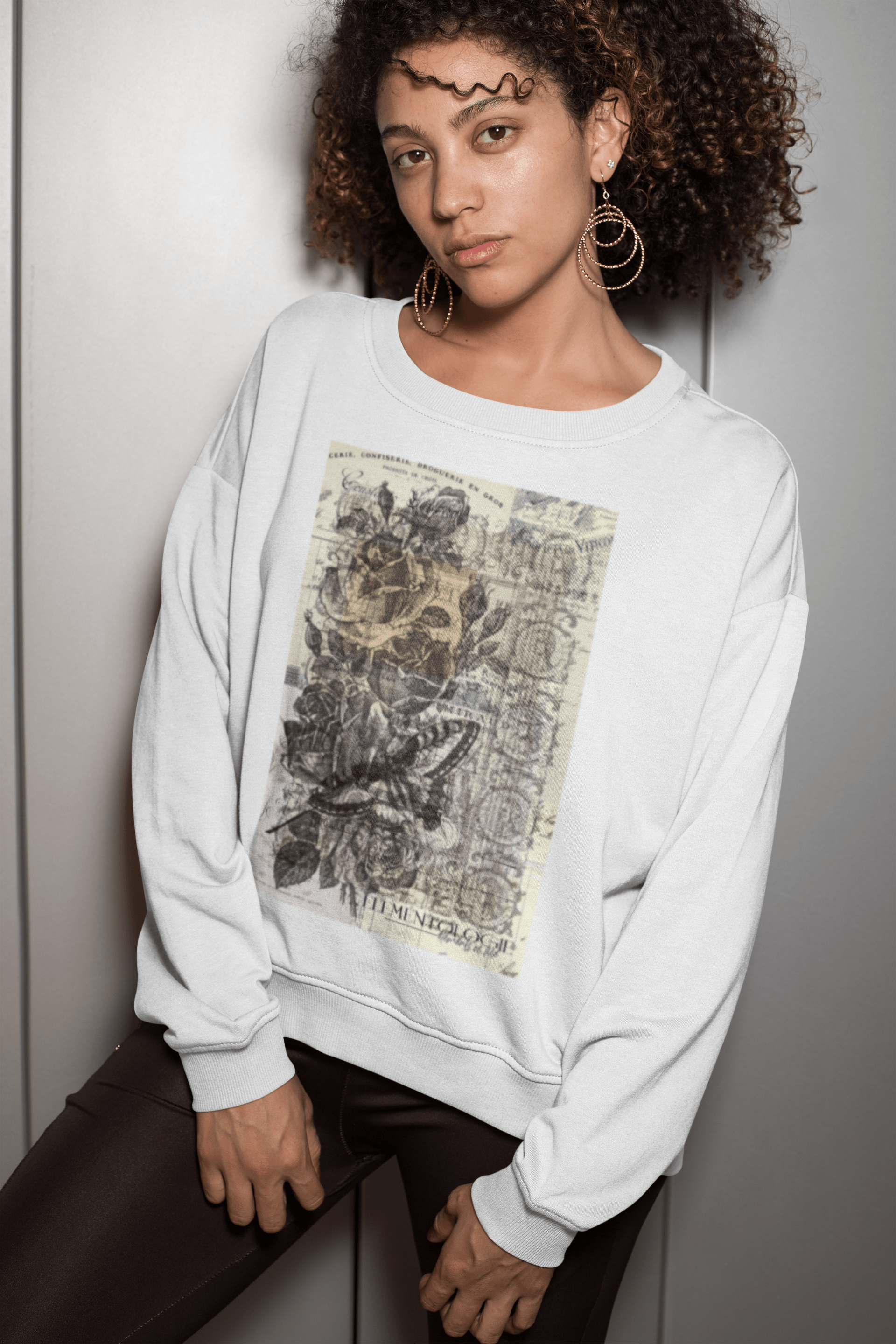 Unisex Premium Sweatshirt-Vintage Rose Collage - Elementologie