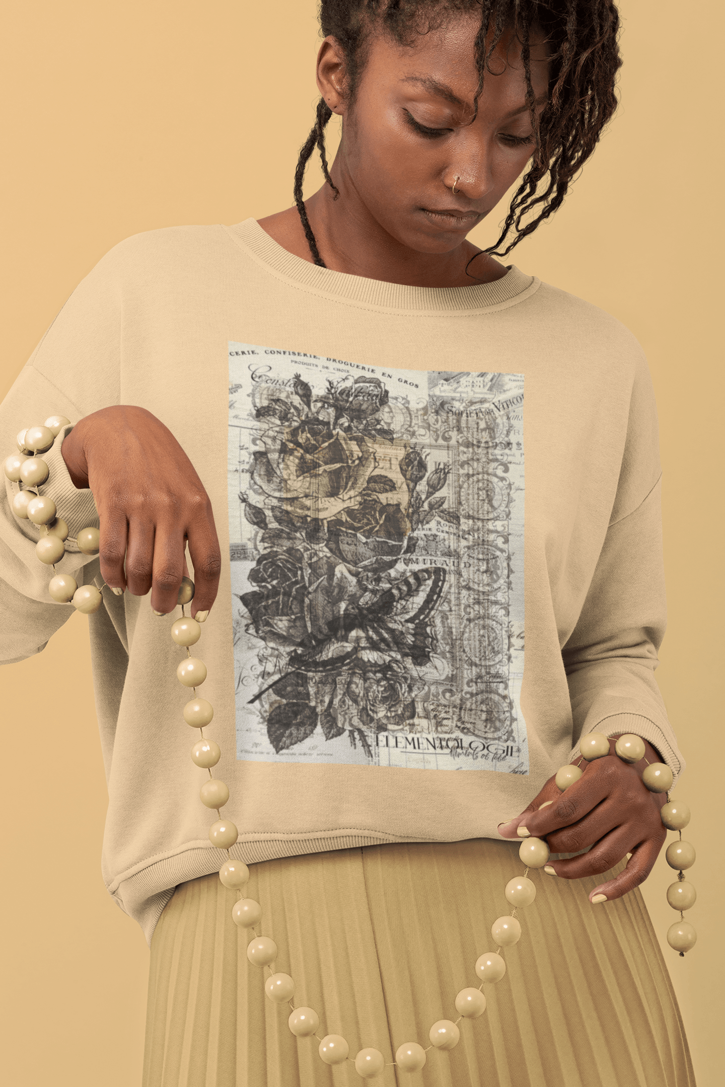Unisex Premium Sweatshirt-Vintage Rose Collage - Elementologie