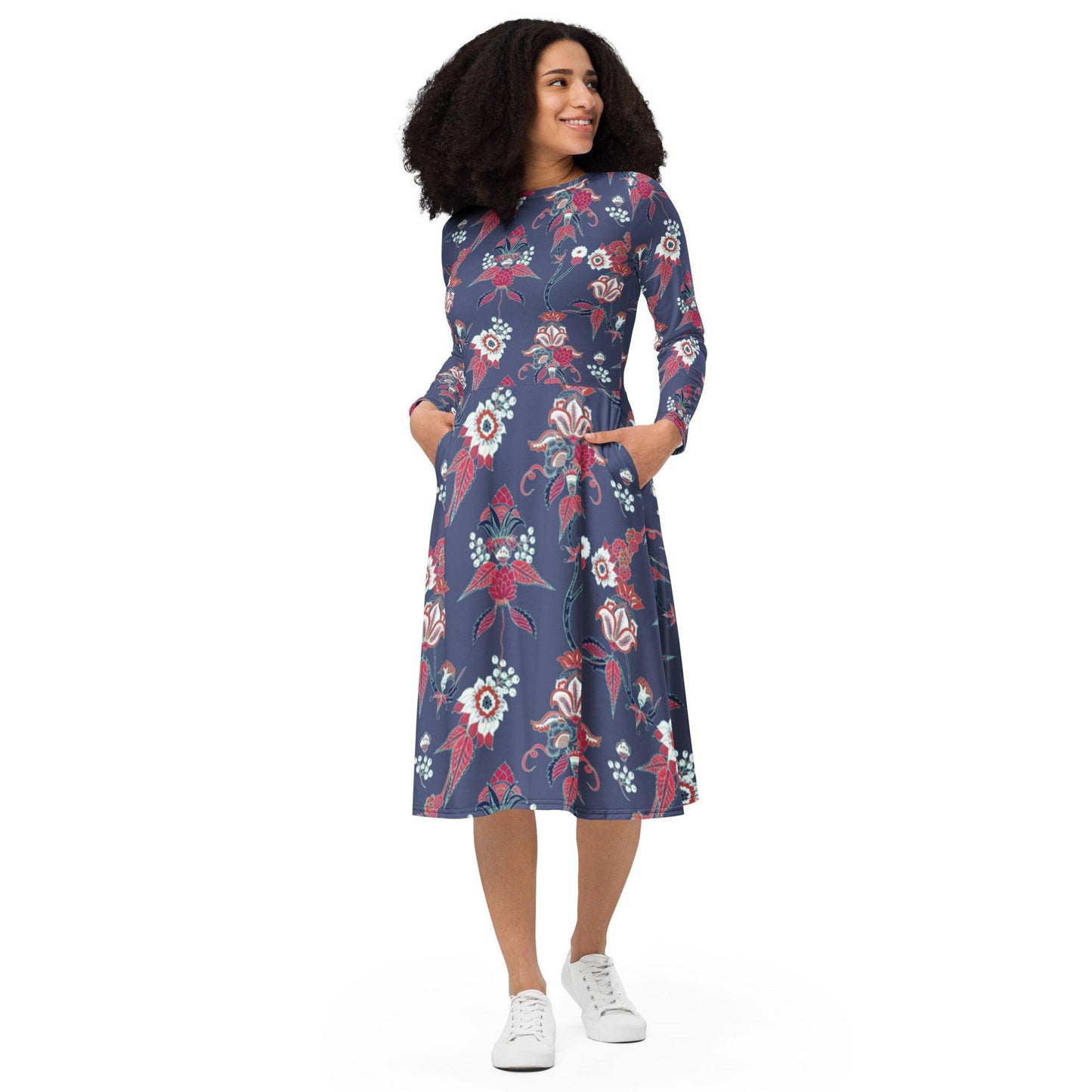 Long Sleeve Midi Dress-Bombay - Elementologie