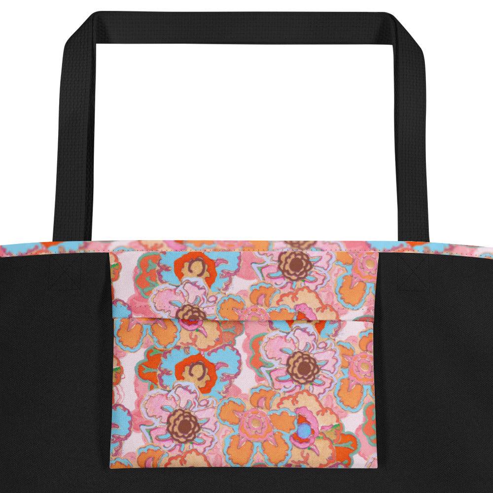 Large Tote Bag-Art Deco Floral - Elementologie