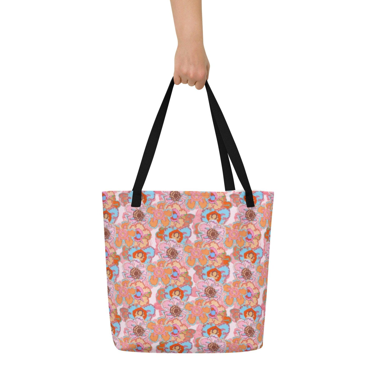 Large Tote Bag-Art Deco Floral - Elementologie