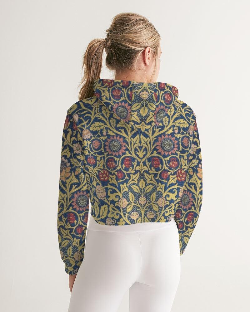 Women's Cropped Hoodie-William Morris Botanical - Elementologie