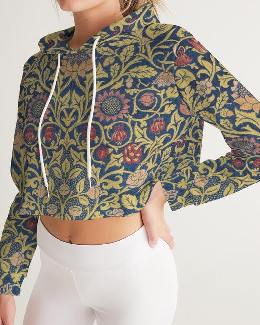 Women's Cropped Hoodie-William Morris Botanical - Elementologie