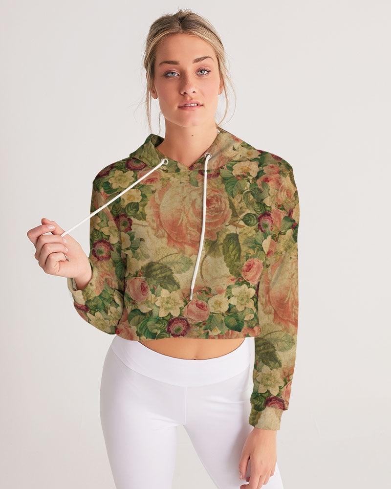 Women's Cropped Hoodie-Vintage Garden - Elementologie