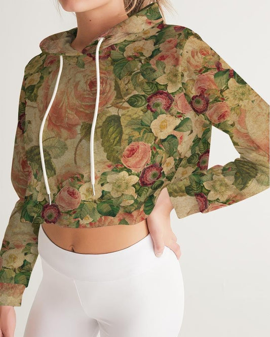 Women's Cropped Hoodie-Vintage Garden - Elementologie