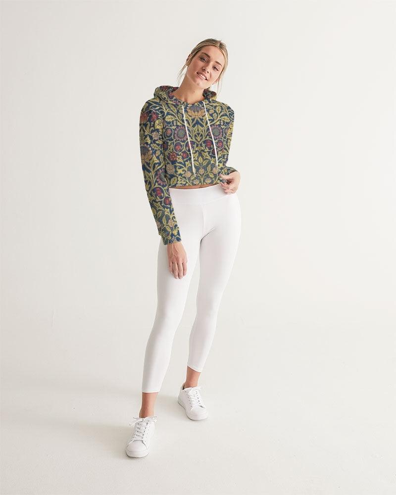 Women's Cropped Hoodie-William Morris Botanical - Elementologie